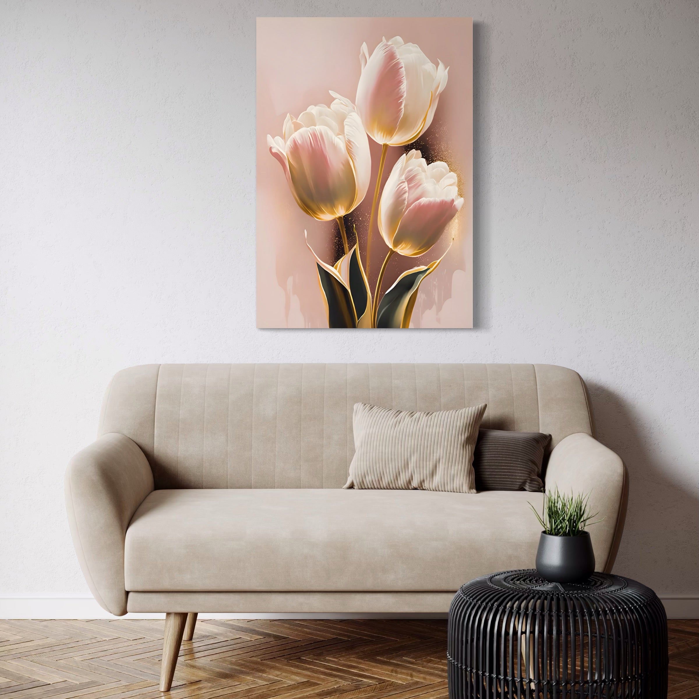 Tablou Canvas Premium LuxCanva® A1426, Lalele Roz , Dormitor, Flori, Natura, Primavara, Decorativ, Living, Culori Vibrante