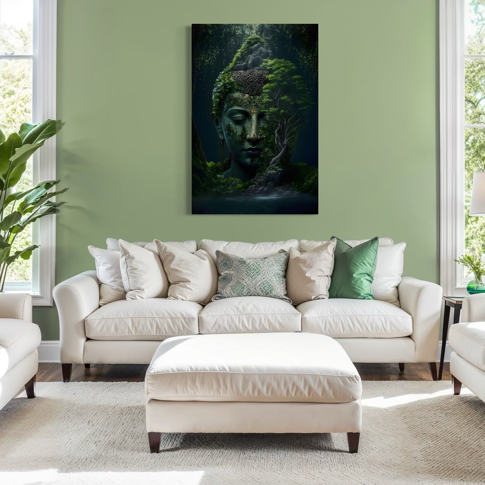 Tablou Canvas Premium, LuxCanva® C1258, Forest Covering Buddha, Relaxare, Living Room, Culori Vibrante