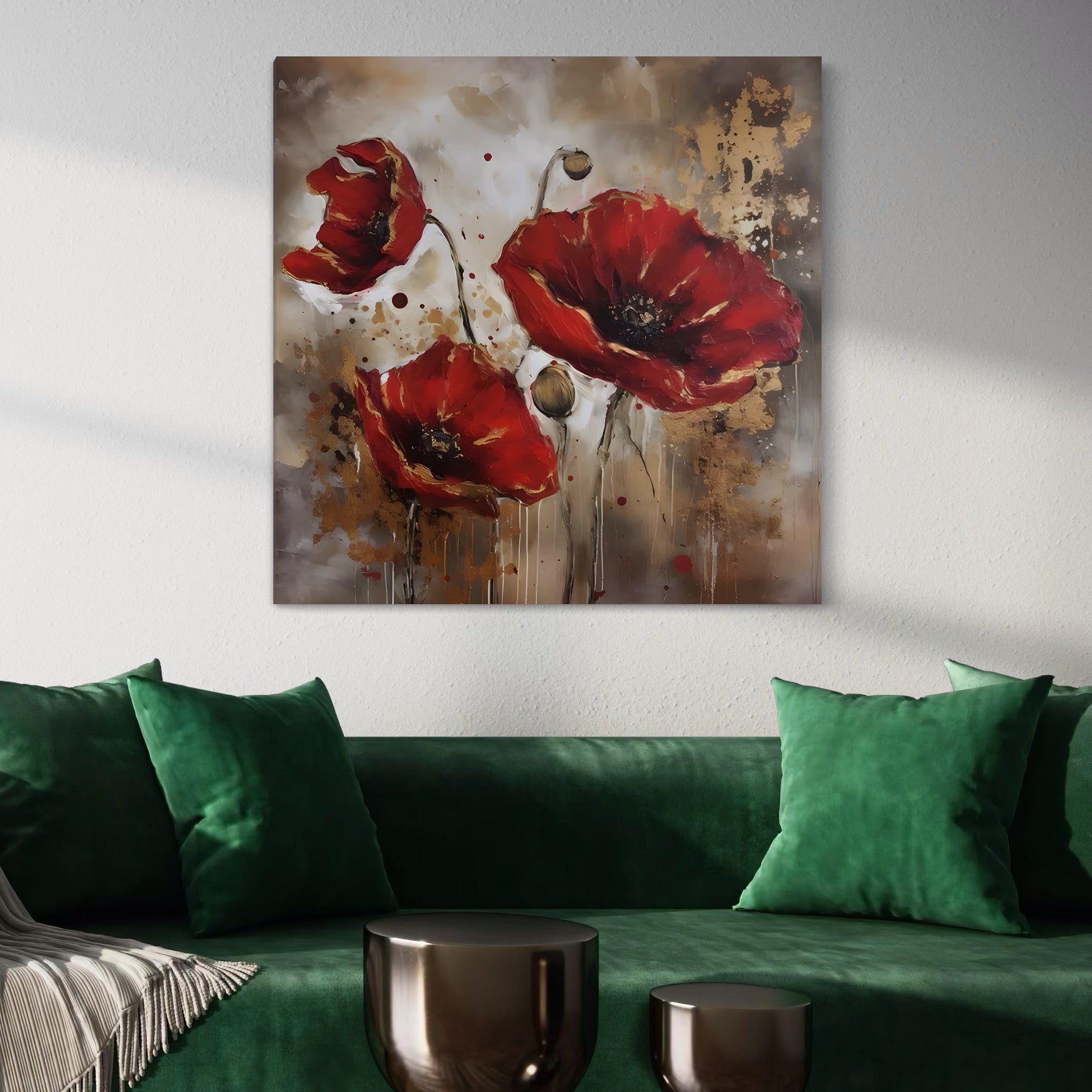 Tablou Canvas Premium LuxCanva® A1429, Red Poppies , Room, Flori, Maci, Camp, Decorativ, Living, Culori Vibrante