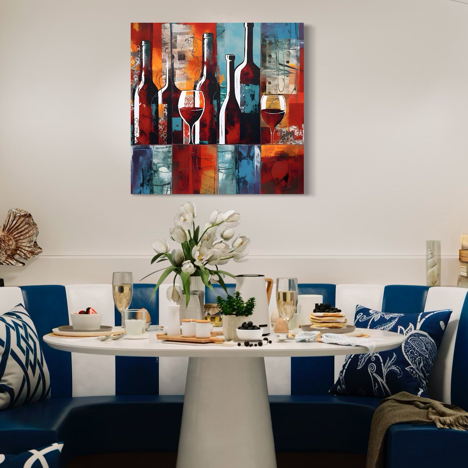 Tablou Canvas Premium LuxCanva® A1434, Red Wine , Decorativ, Vin, Pahar, Bar, Sticla, Culori Vibrante