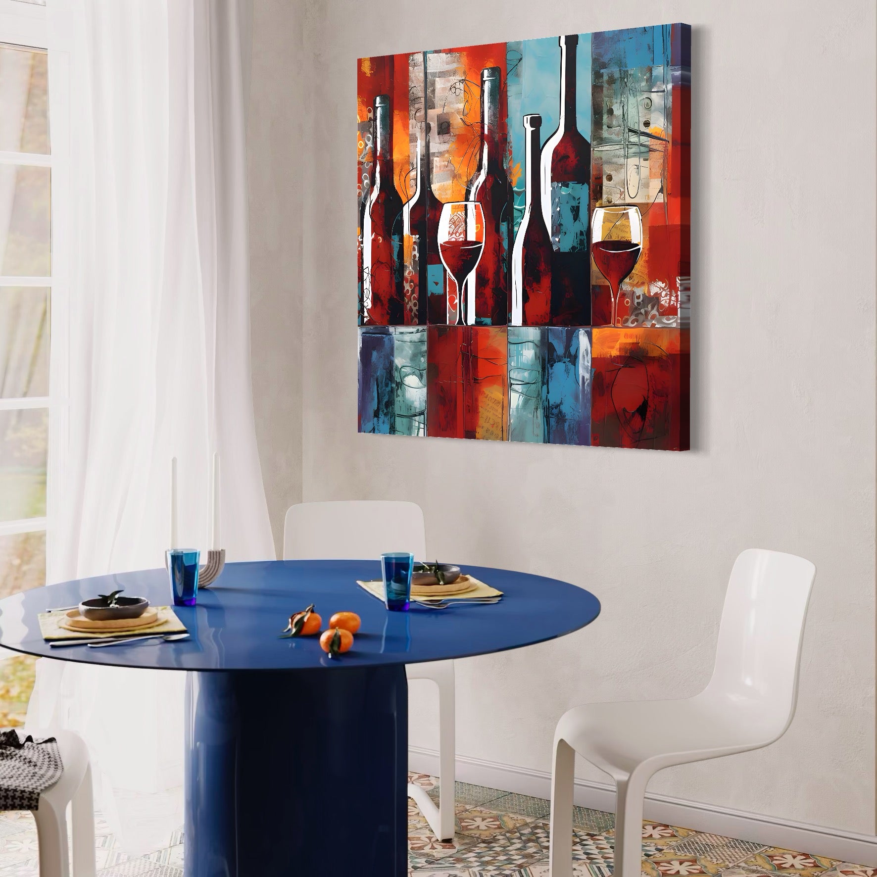 Tablou Canvas Premium LuxCanva® A1434, Red Wine , Decorativ, Vin, Pahar, Bar, Sticla, Culori Vibrante