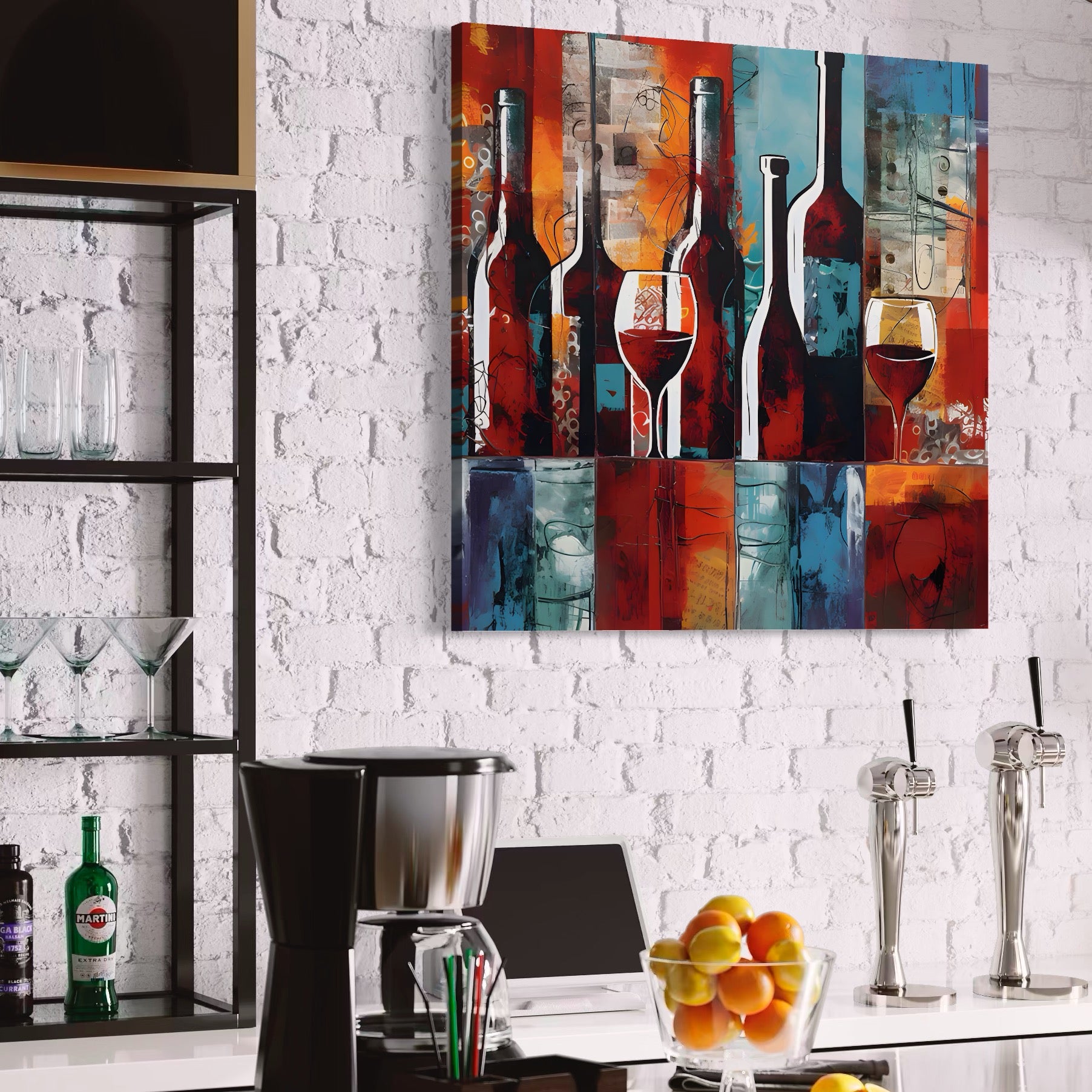 Tablou Canvas Premium LuxCanva® A1434, Red Wine , Decorativ, Vin, Pahar, Bar, Sticla, Culori Vibrante