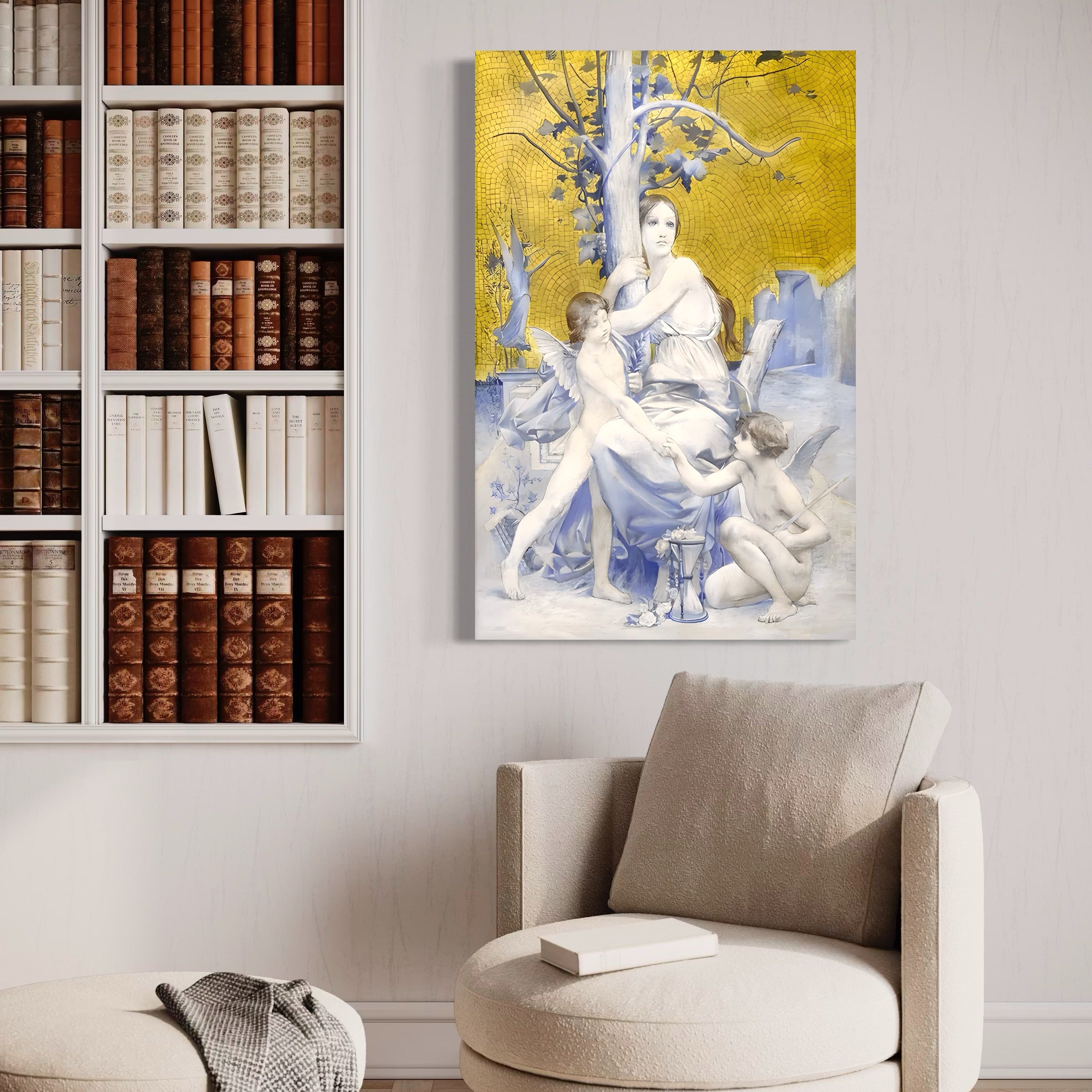 Tablou Canvas Premium LuxCanva® A1435, Gradina Edenului , Decorativ, Ingeri, Copac, Mama, Dormitor, Culori Vibrante