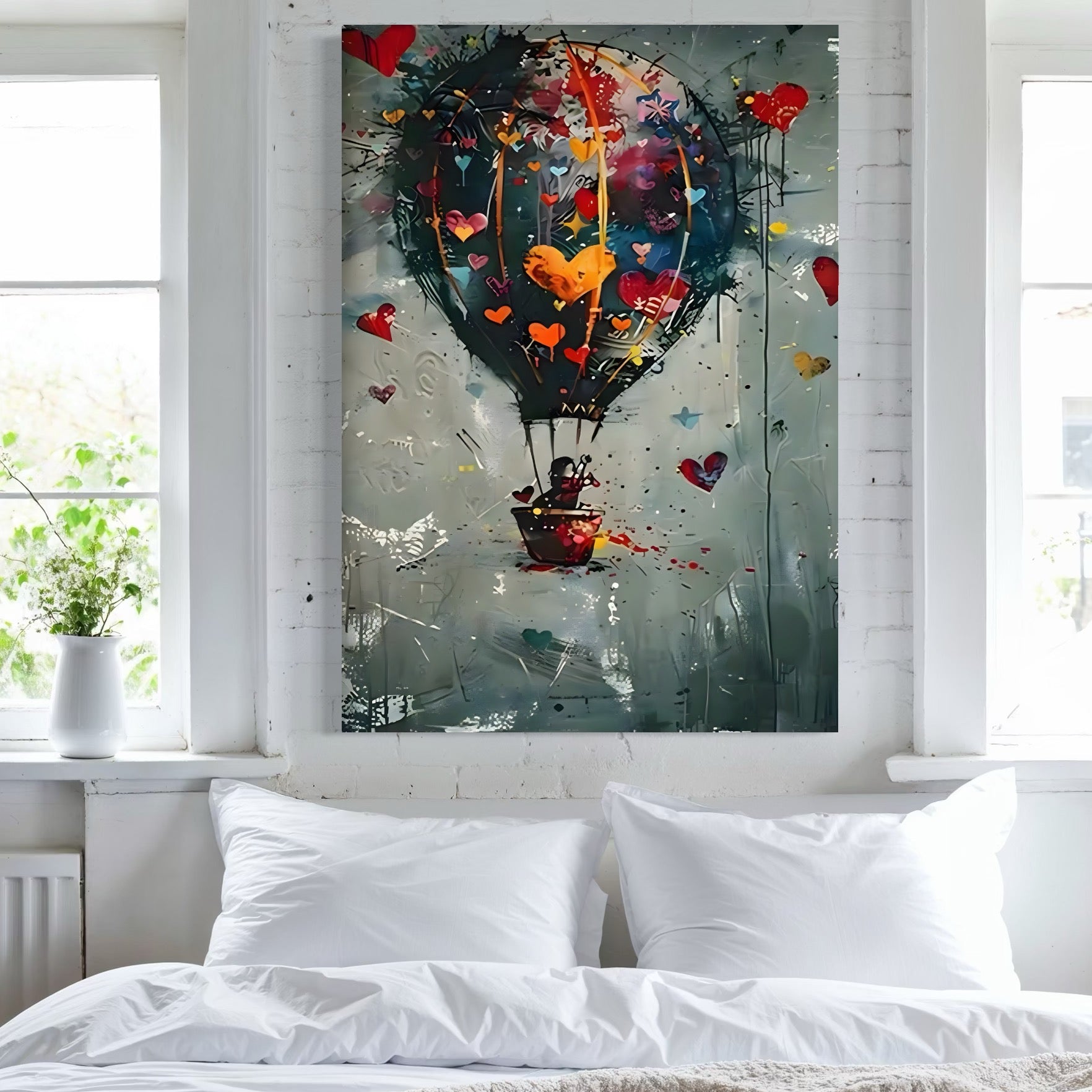 Tablou Canvas Premium, LuxCanva® C1265, Flying Hearts,  Relaxare, Love, Heart, Living Room, Culori Vibrante