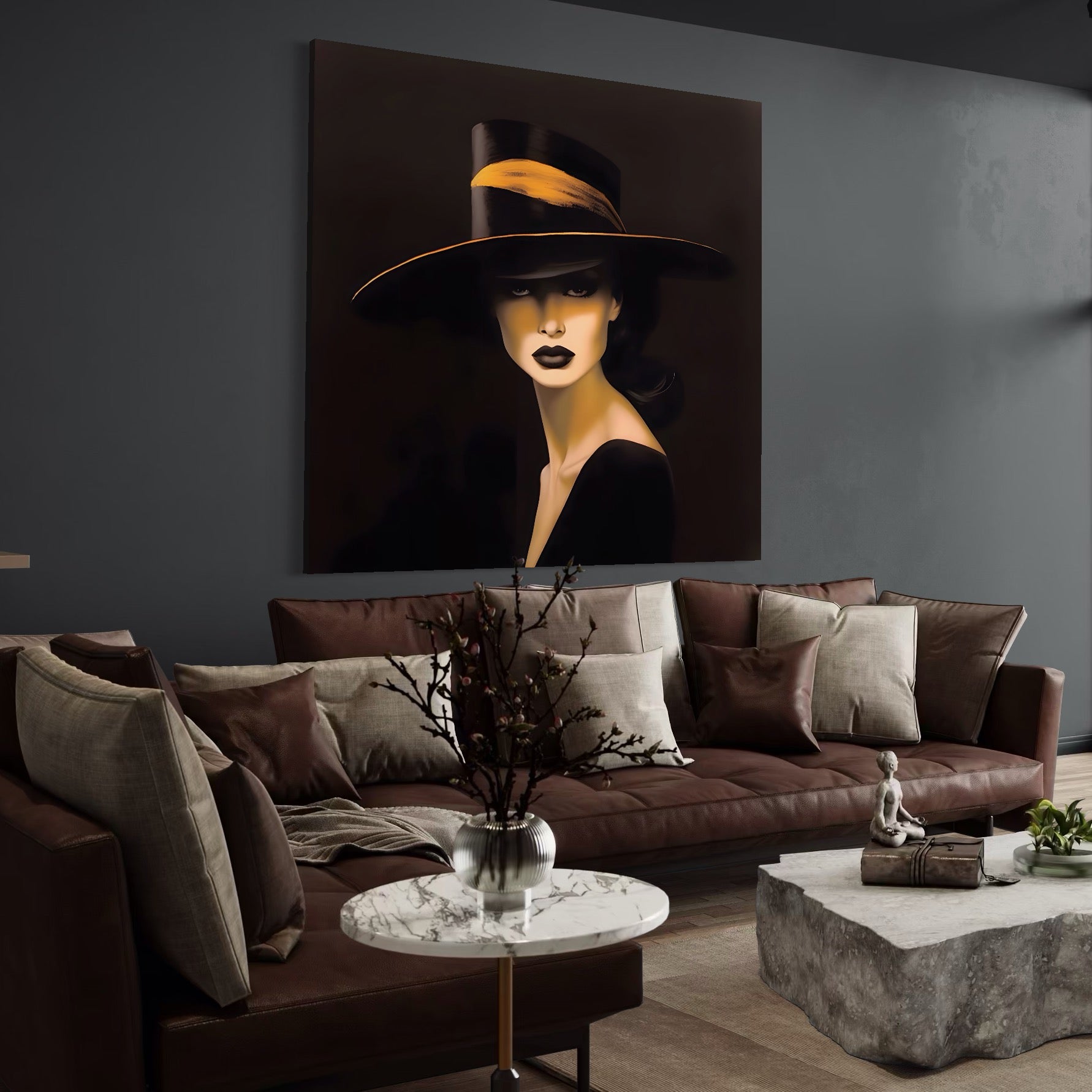 Tablou Canvas Premium LuxCanva® A1438, The Mysterious Lady , Decorativ, Femeie, Mister, Senzualitate, Privire, Living, Culori Vibrante