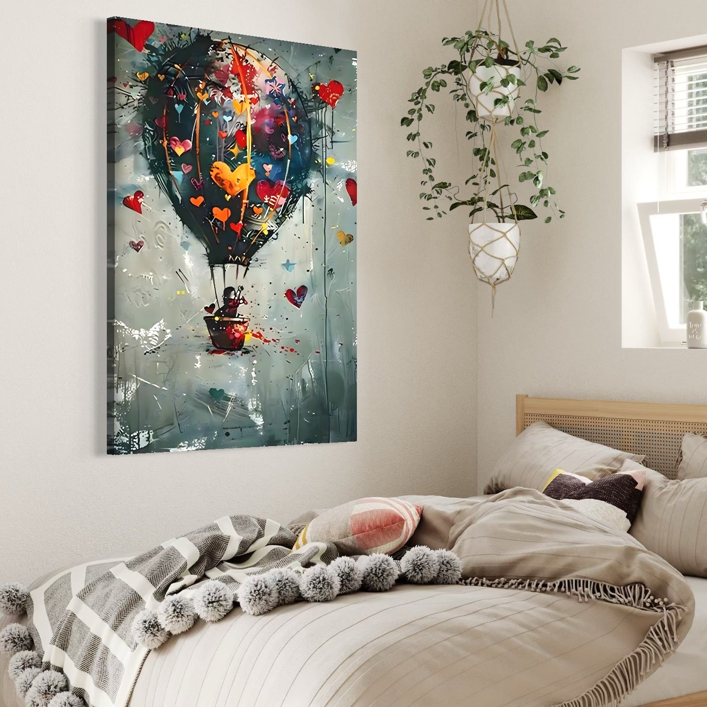 Tablou Canvas Premium, LuxCanva® C1265, Flying Hearts,  Relaxare, Love, Heart, Living Room, Culori Vibrante