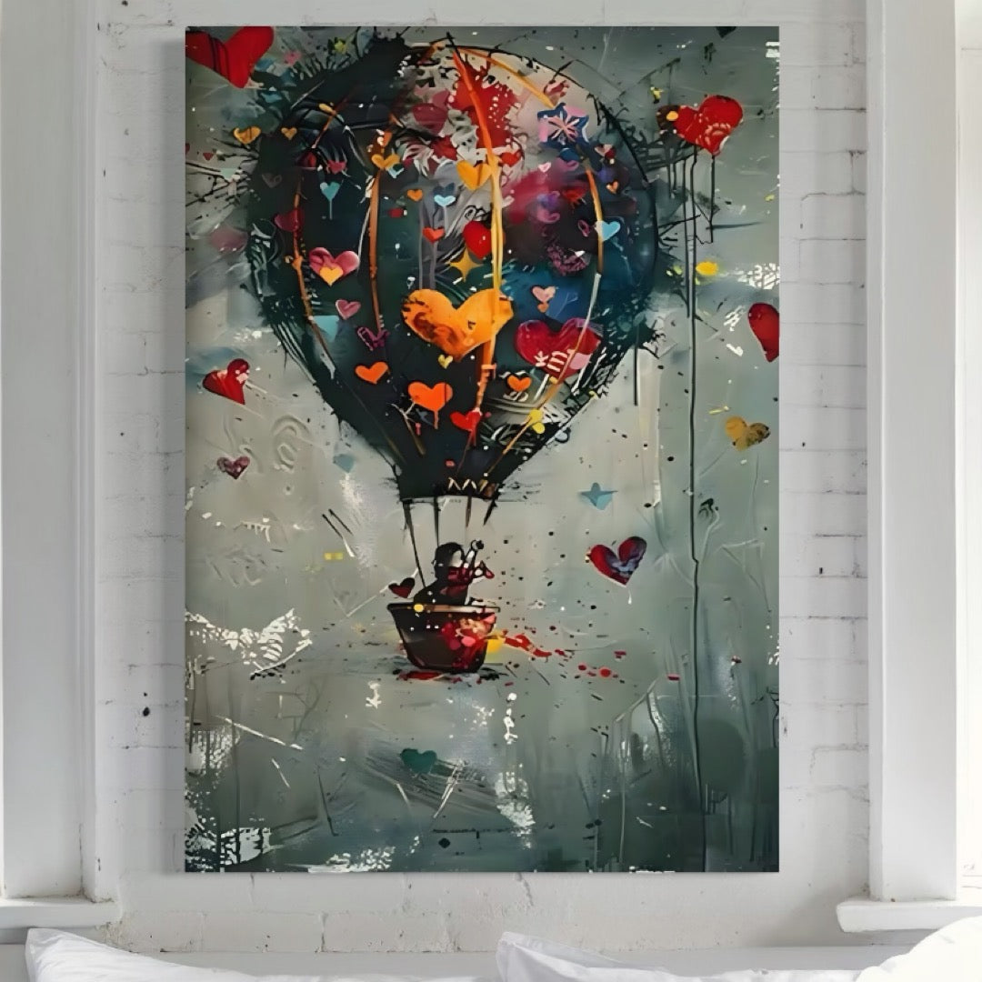 Tablou Canvas Premium, LuxCanva® C1265, Flying Hearts,  Relaxare, Love, Heart, Living Room, Culori Vibrante