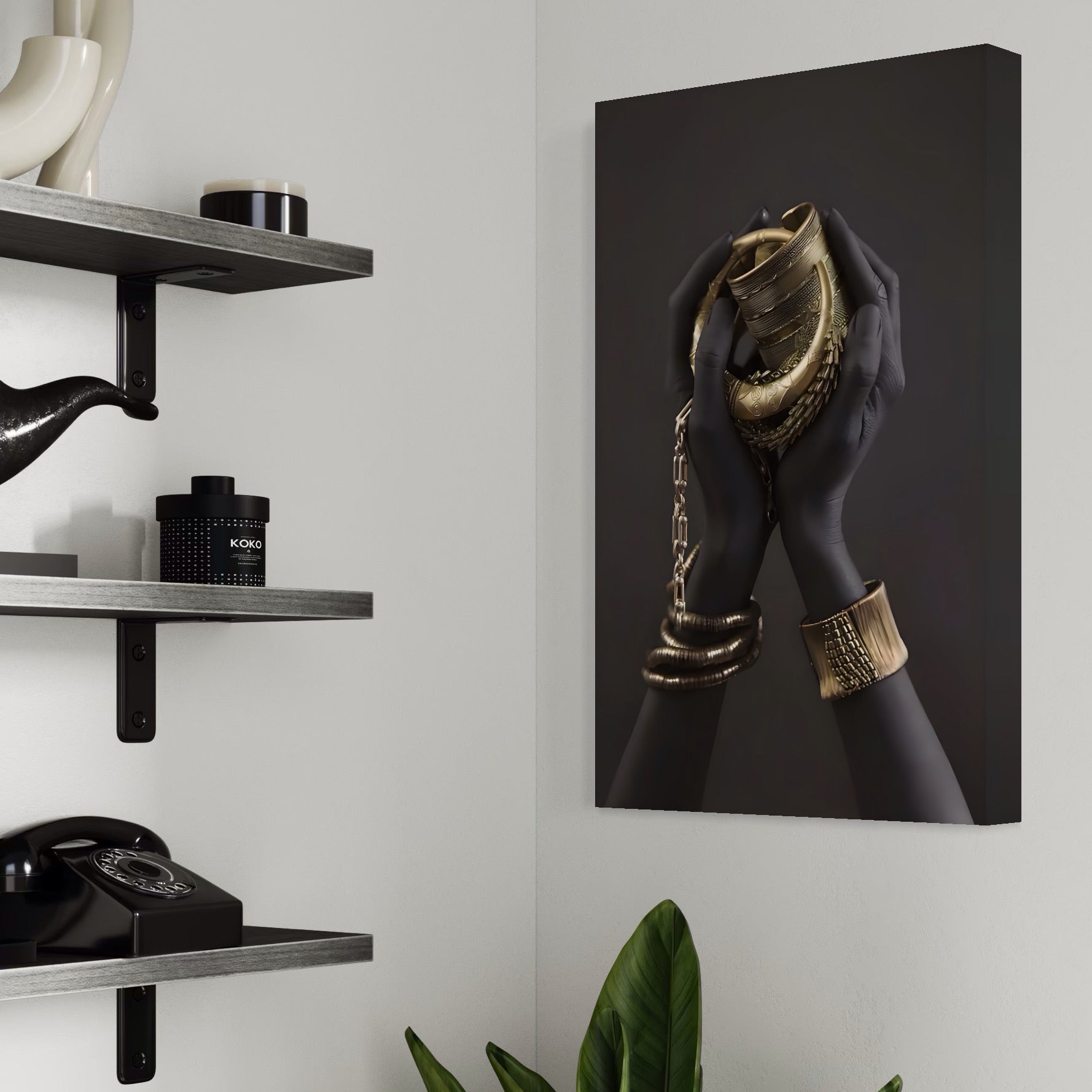 Tablou Canvas Premium LuxCanva® A1440, Maini Aurii , Decorativ, Bijuterii, Palme, Room, Culori Vibrante