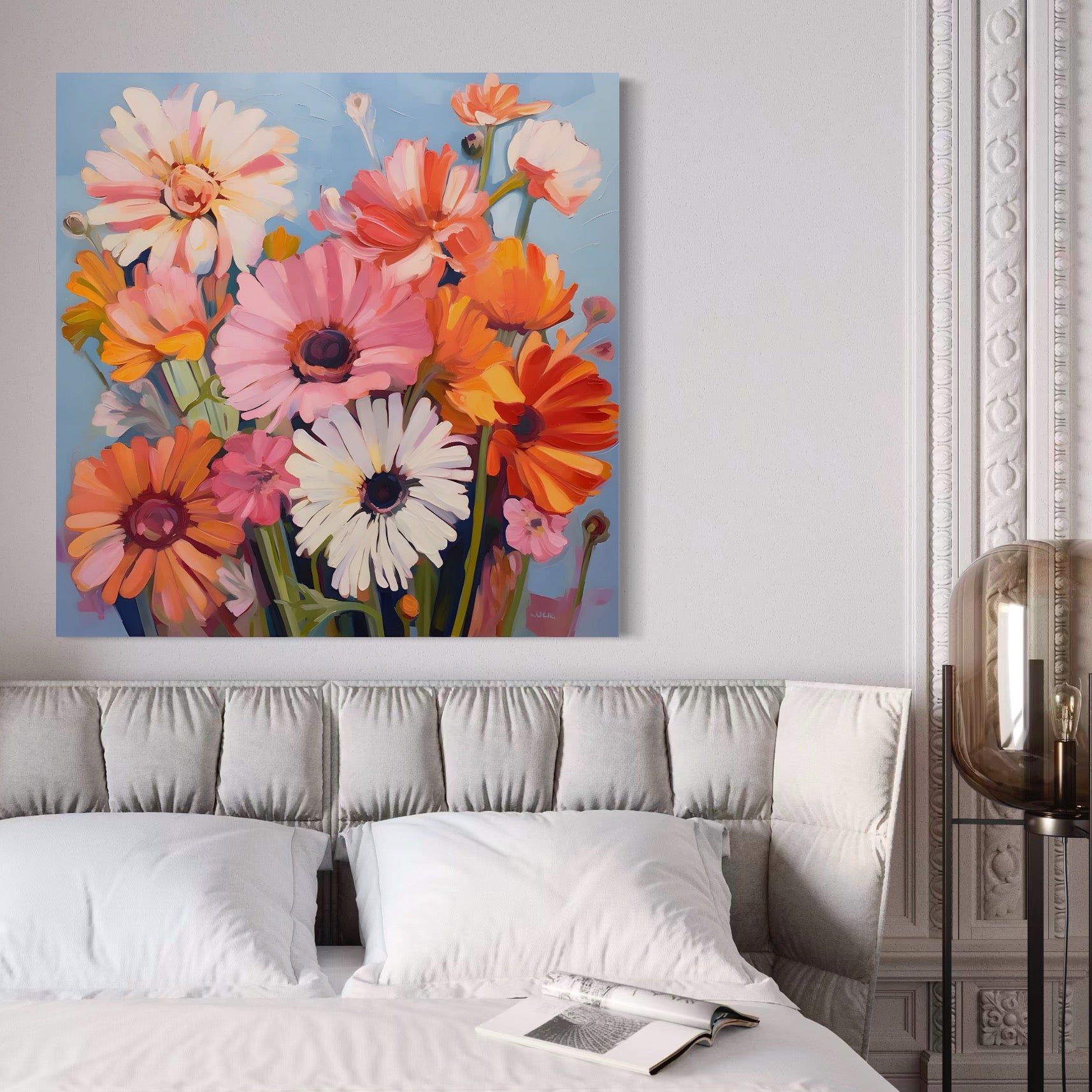 Tablou Canvas Premium LuxCanva® A1442, Flori Salbatice , Living, Colorat, Crizanteme, Natura, Planta, Decorativ, Culori Vibrante