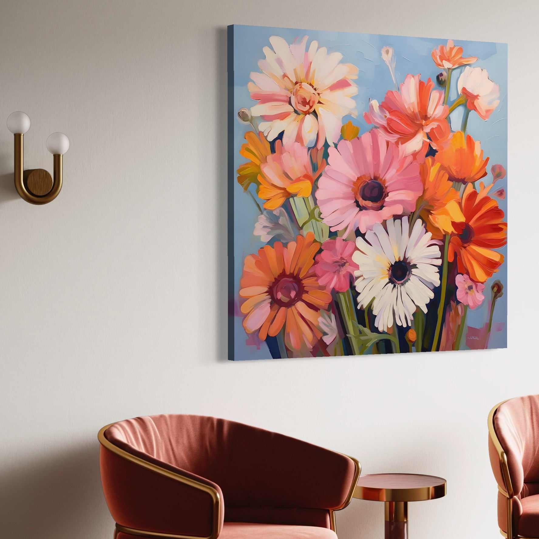 Tablou Canvas Premium LuxCanva® A1442, Flori Salbatice , Living, Colorat, Crizanteme, Natura, Planta, Decorativ, Culori Vibrante