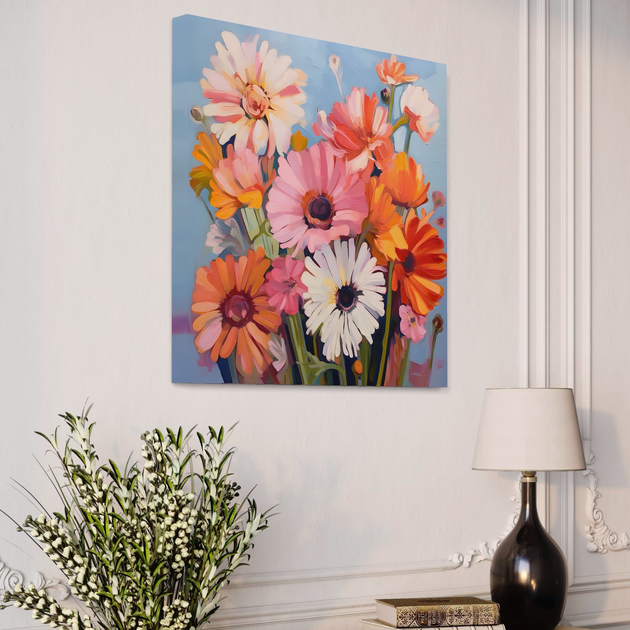 Tablou Canvas Premium LuxCanva® A1442, Flori Salbatice , Living, Colorat, Crizanteme, Natura, Planta, Decorativ, Culori Vibrante