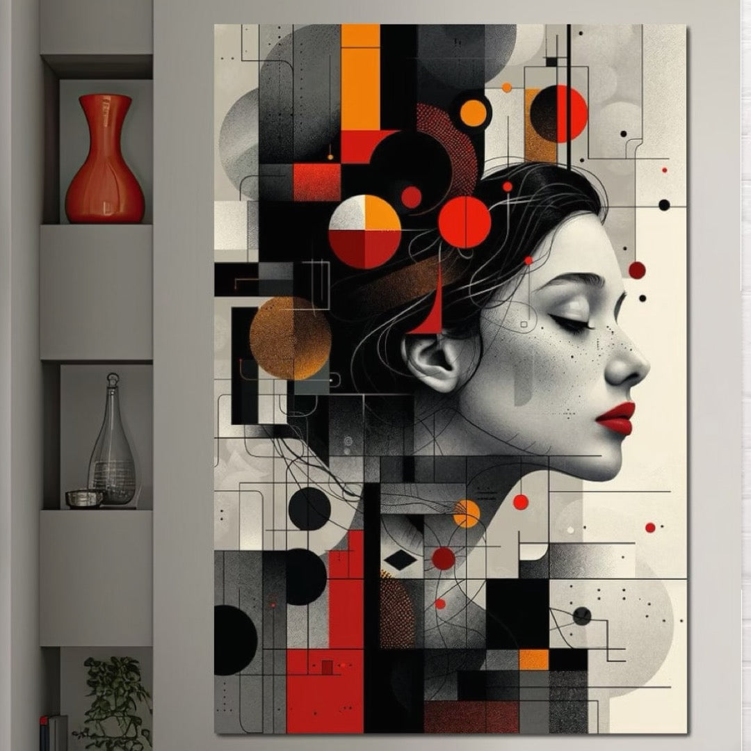 Tablou Canvas Premium, LuxCanva® G1125, Arhitectura Gandului, Abstract, Geometric, Digital, Tehnologie, Suflet, Visare, Neuronal, Conexiune, Living, Dormitor