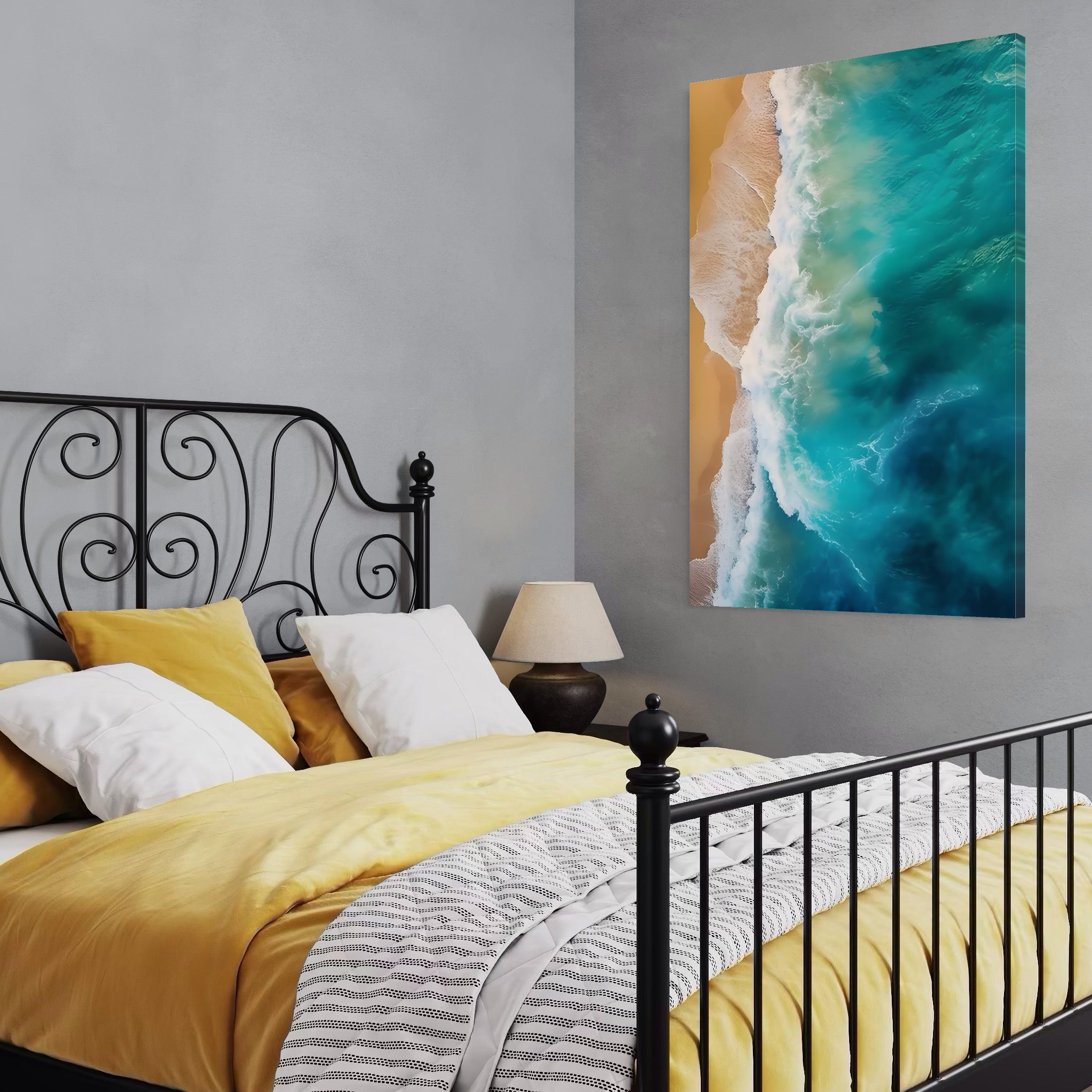 Tablou Canvas Premium LuxCanva® A1445, Tarmul Marii , Living, Valuri, Nisip, Apa, Plaja, Decorativ, Dormitor, Culori Vibrante