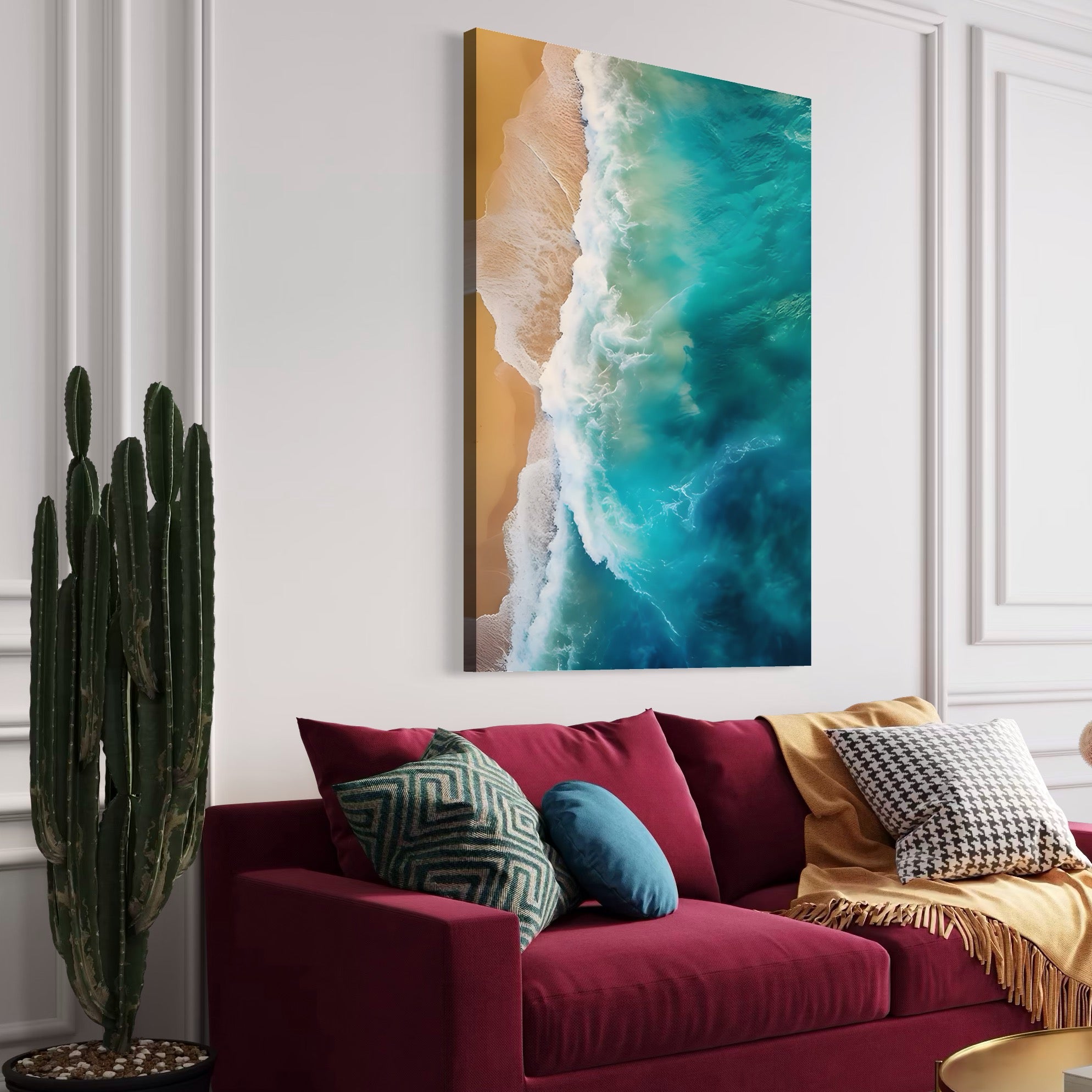 Tablou Canvas Premium LuxCanva® A1445, Tarmul Marii , Living, Valuri, Nisip, Apa, Plaja, Decorativ, Dormitor, Culori Vibrante