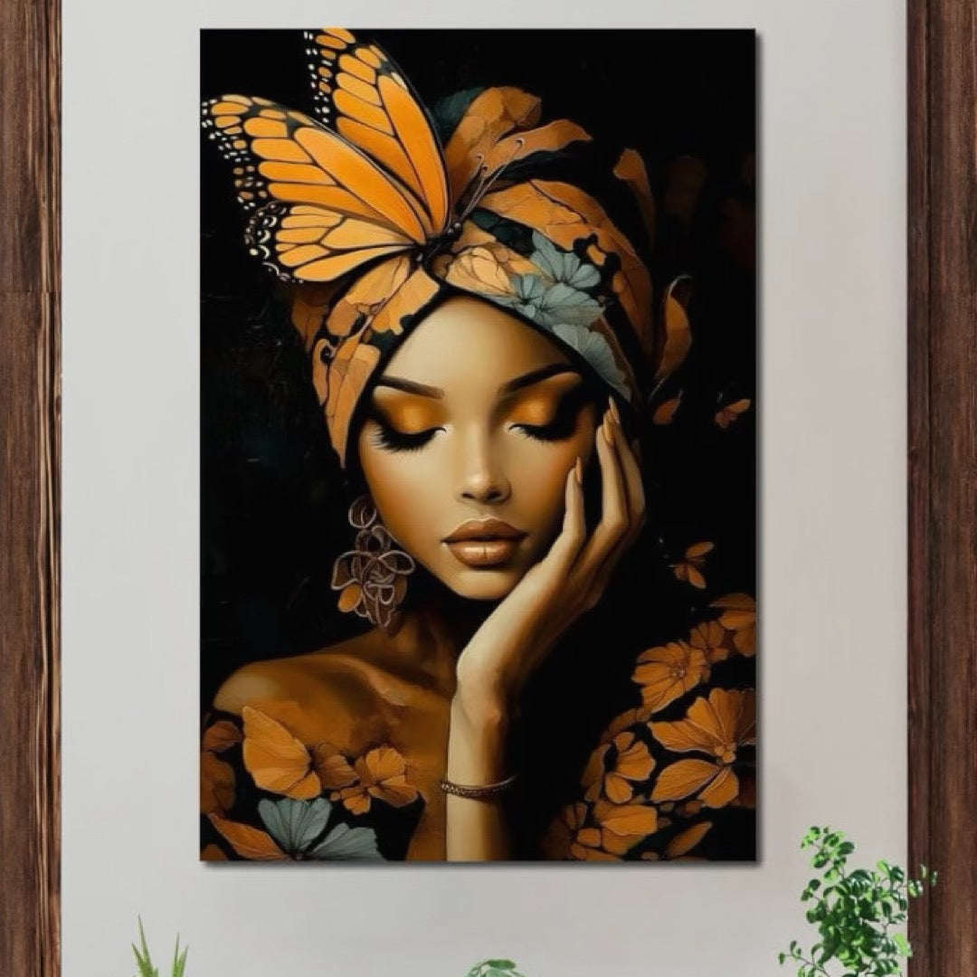 Tablou Canvas Premium, LuxCanva® G1129, Serenitate in Chihlimbar, Ganduri, Frumusete, Visare, Rabdare, Aura, Meditatie, Calm, Femeie, Living, Dormitor