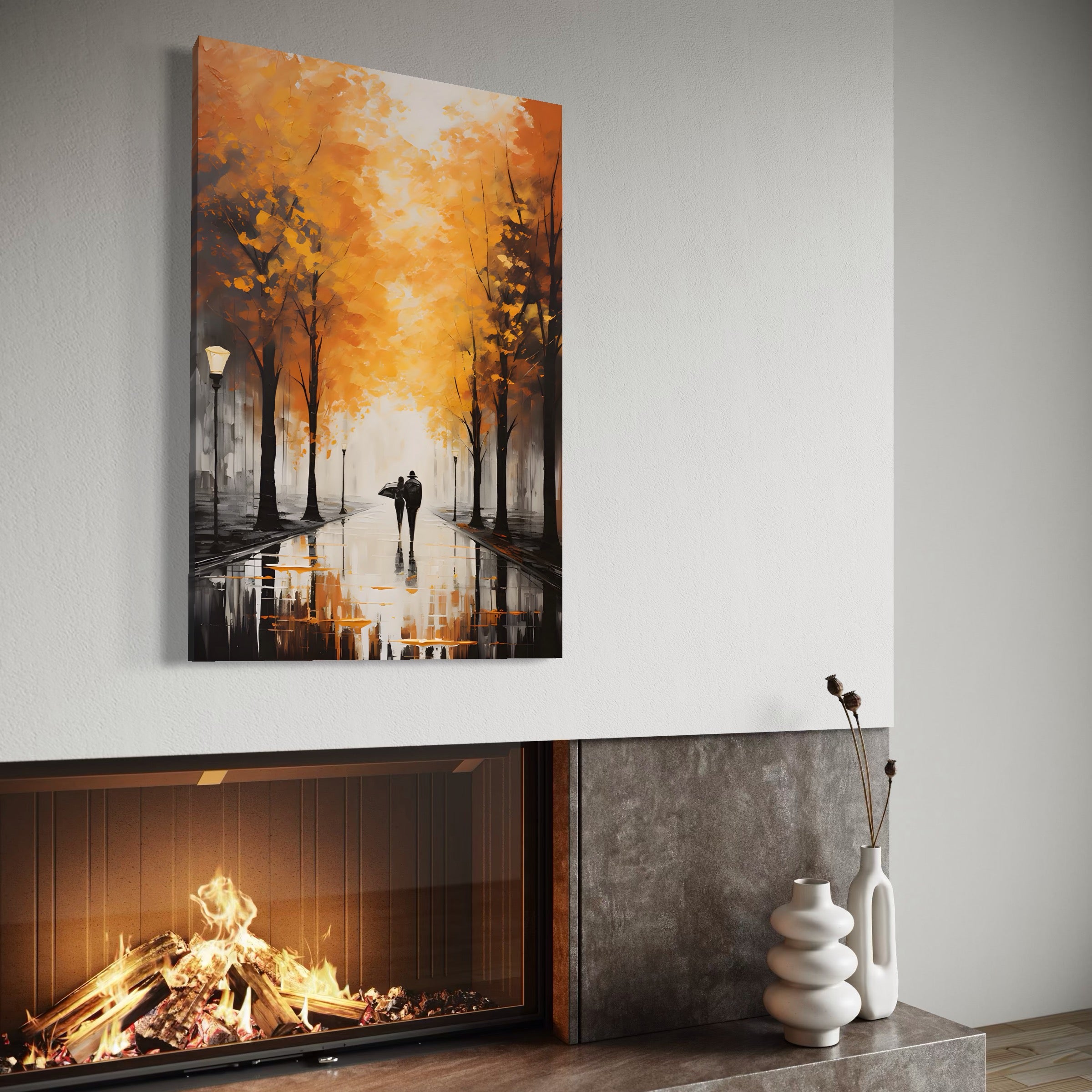 Tablou Canvas Premium LuxCanva® A1447, Plimbare De Toamna , Room, Decorativ, Iubire, Cuplu, Parteneri, Romantic, Living, Culori Vibrante