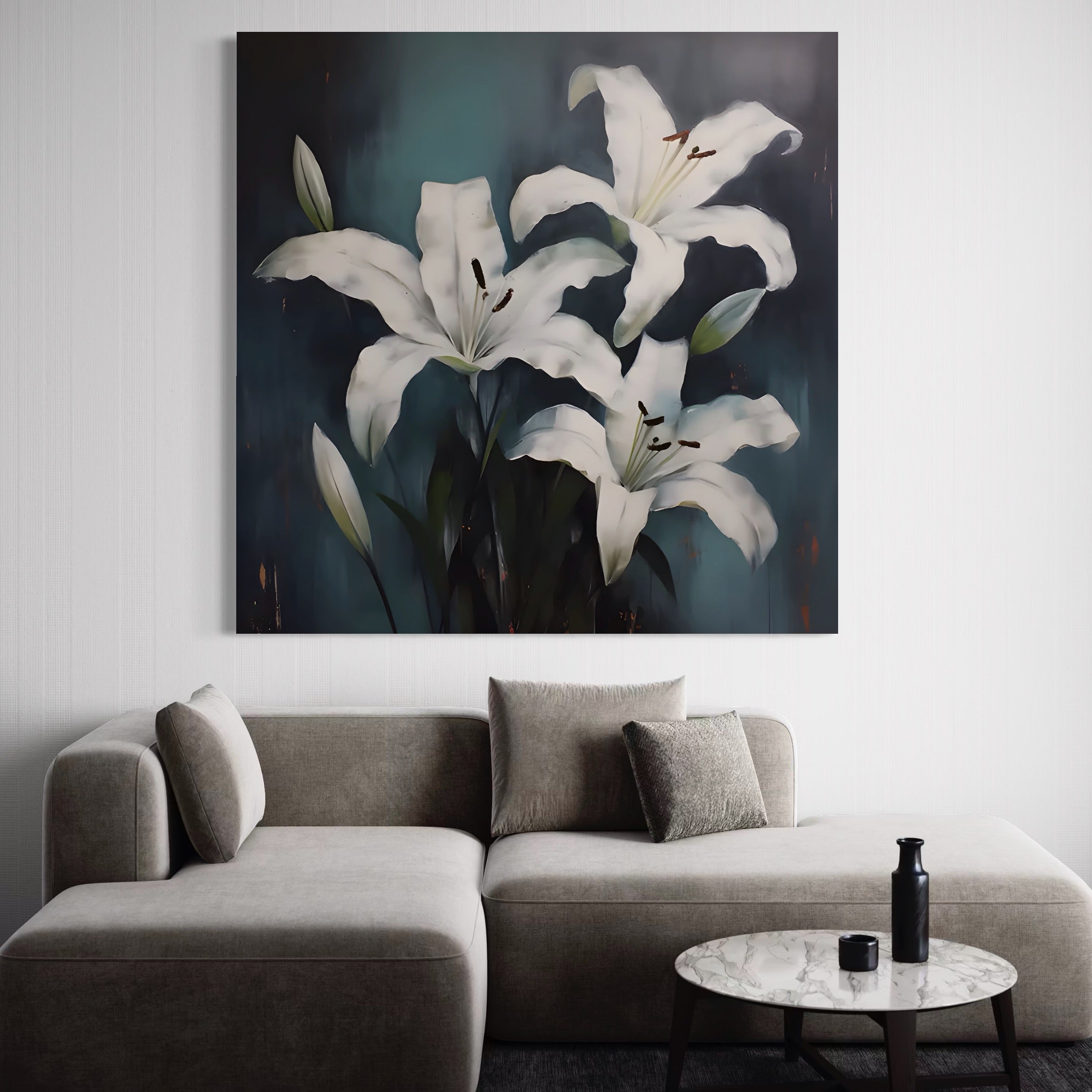 Tablou Canvas Premium LuxCanva® A1448, Crin Imperial , Room, Decorativ, Flori, Planta, Alb, Living, Culori Vibrante