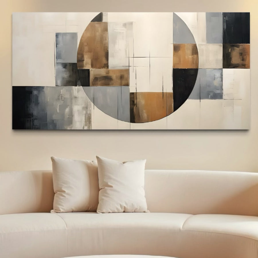 Tabloul Canvas Premium LuxCanva® C1249, Black Abstract Lines, aduce rafinament și relaxare livingului tău minimalist prin designul abstract cu linii negre și culori vibrante. Realizat pe pânză de bumbac de la brandul LuxCanva®.