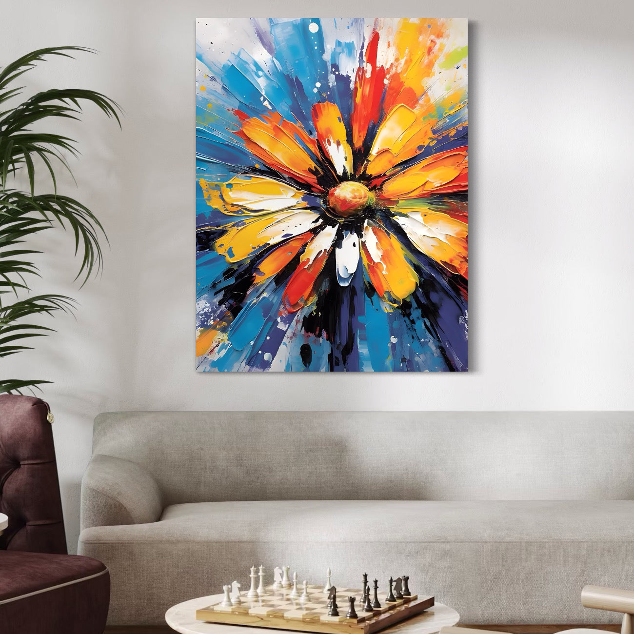 Tablou Canvas Premium LuxCanva® A1452, Revelatie Florala , Decorativ, Living, Planta, Natura, Colorat, Petale, Culori Vibrante