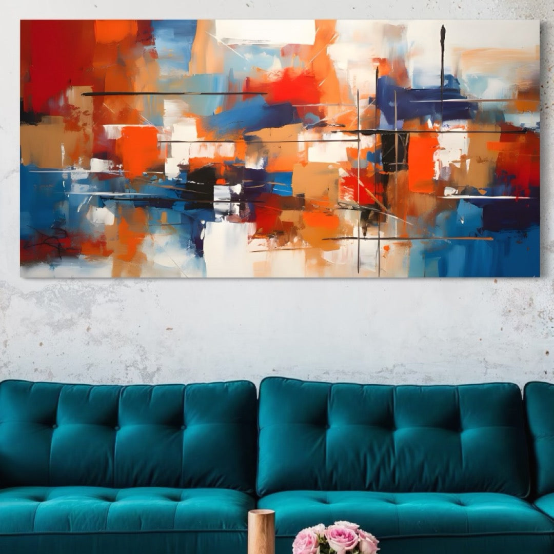 Tablou Canvas Premium LuxCanva® C1248, Pictura Multicolora Abstracta , Relaxare, Living Room, Culori Vibrante