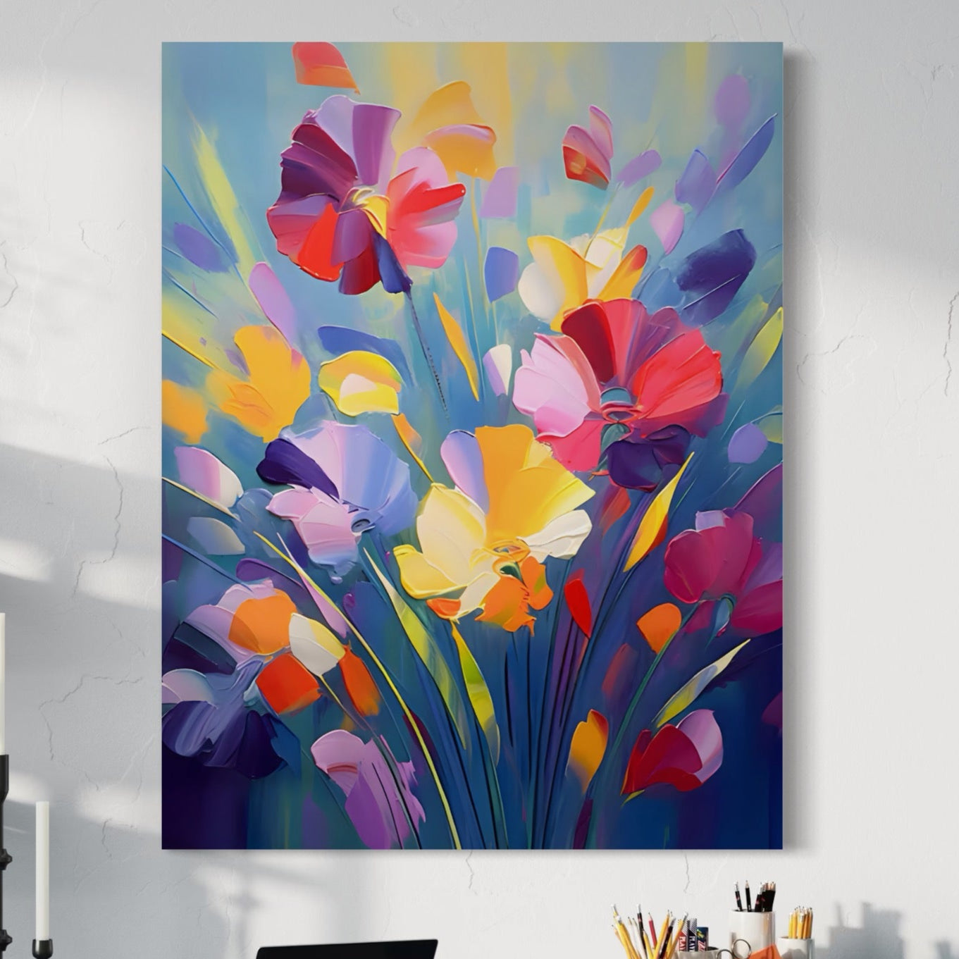 Tablou Canvas Premium LuxCanva® A1458, Luna Florilor , Decorativ, Living, Planta, Buchet, Colorat, Culori Vibrante