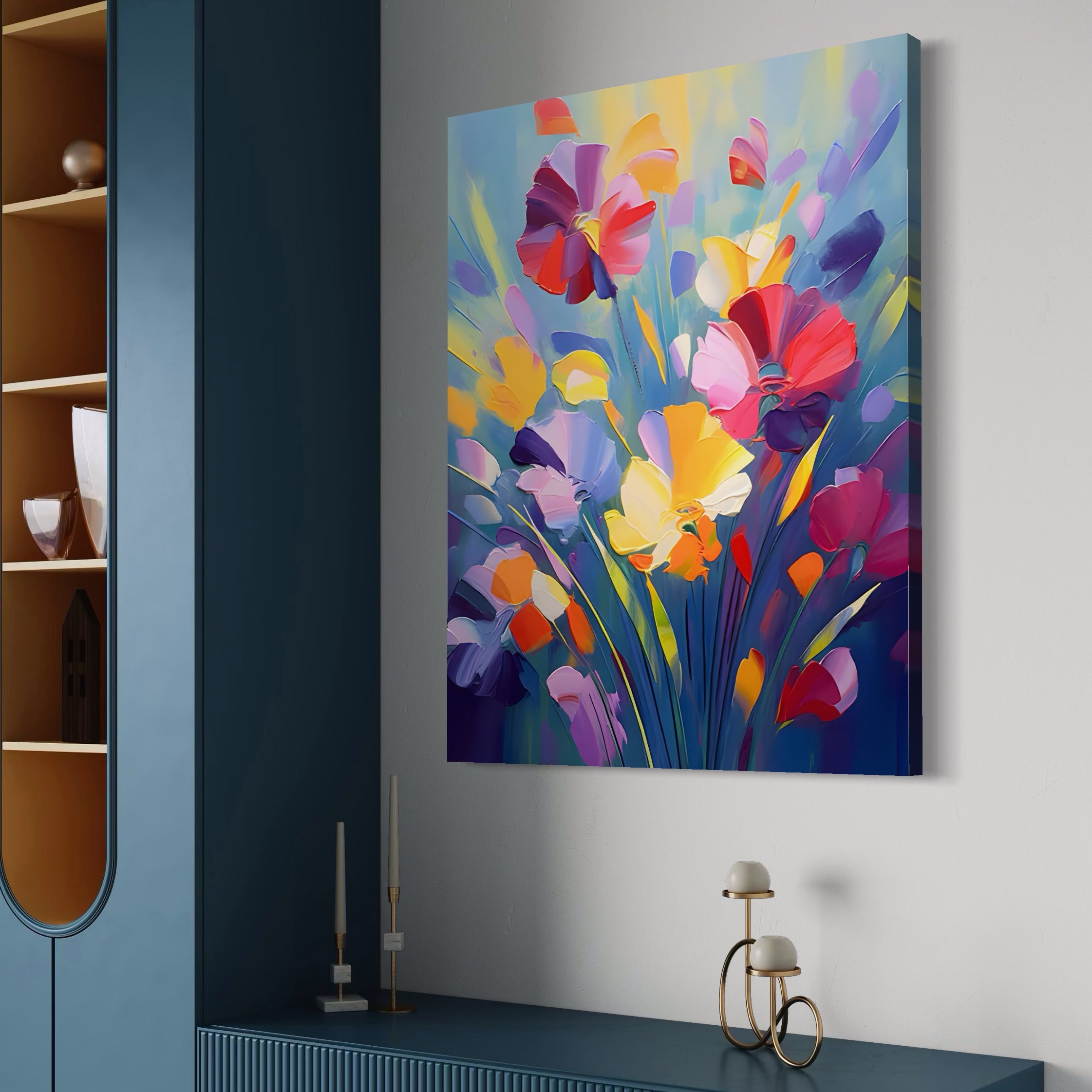 Tablou Canvas Premium LuxCanva® A1458, Luna Florilor , Decorativ, Living, Planta, Buchet, Colorat, Culori Vibrante