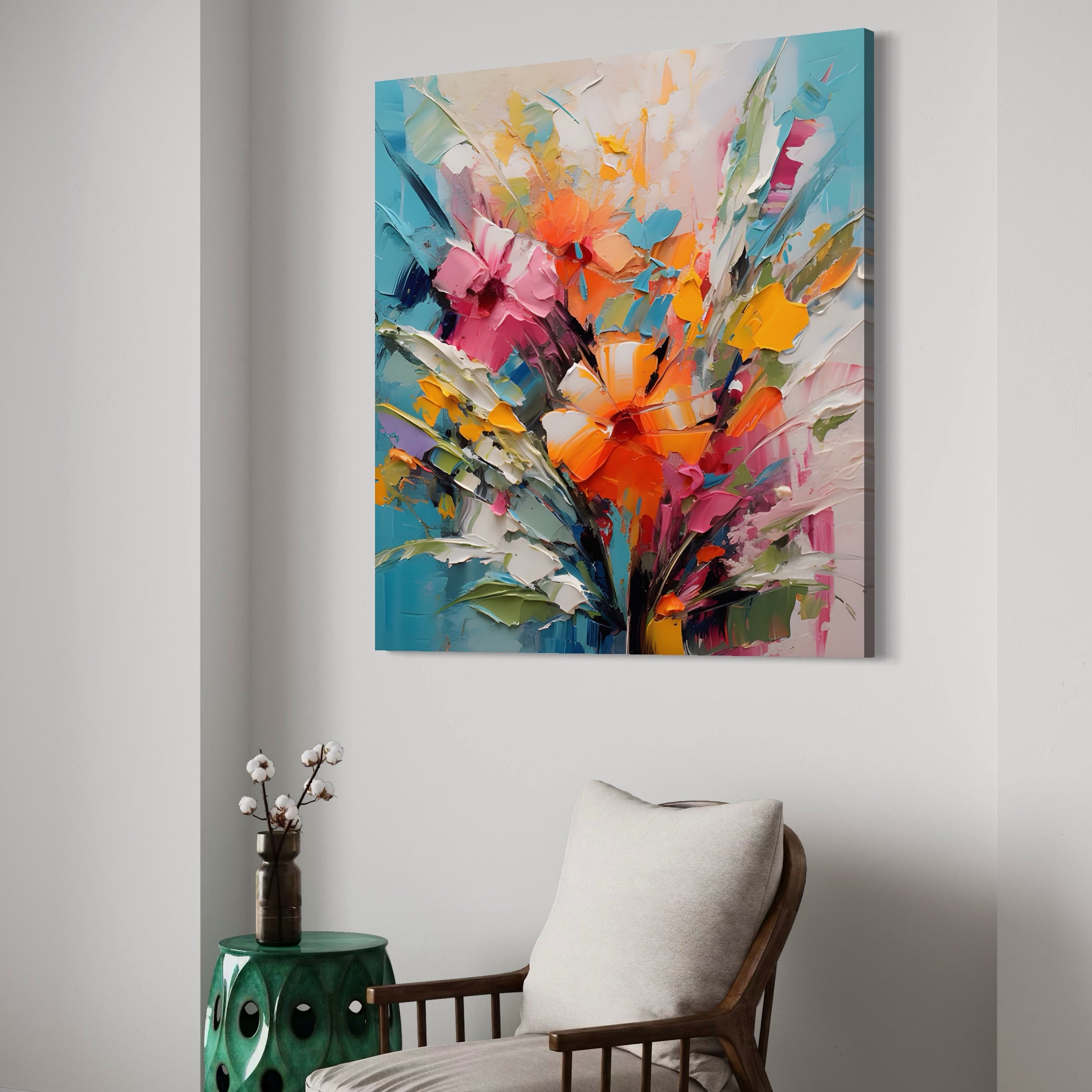 Tablou Canvas Premium LuxCanva® A1456, Buchet Floral , Living, Flori, Planta, Decorativ, Colorat, Natura, Culori Vibrante