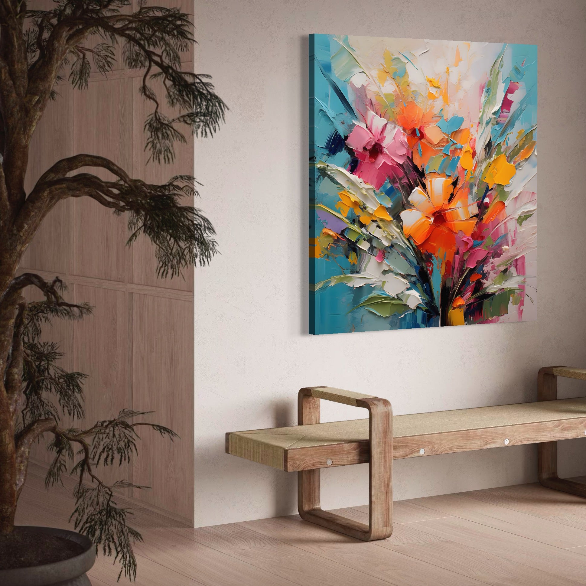 Tablou Canvas Premium LuxCanva® A1456, Buchet Floral , Living, Flori, Planta, Decorativ, Colorat, Natura, Culori Vibrante