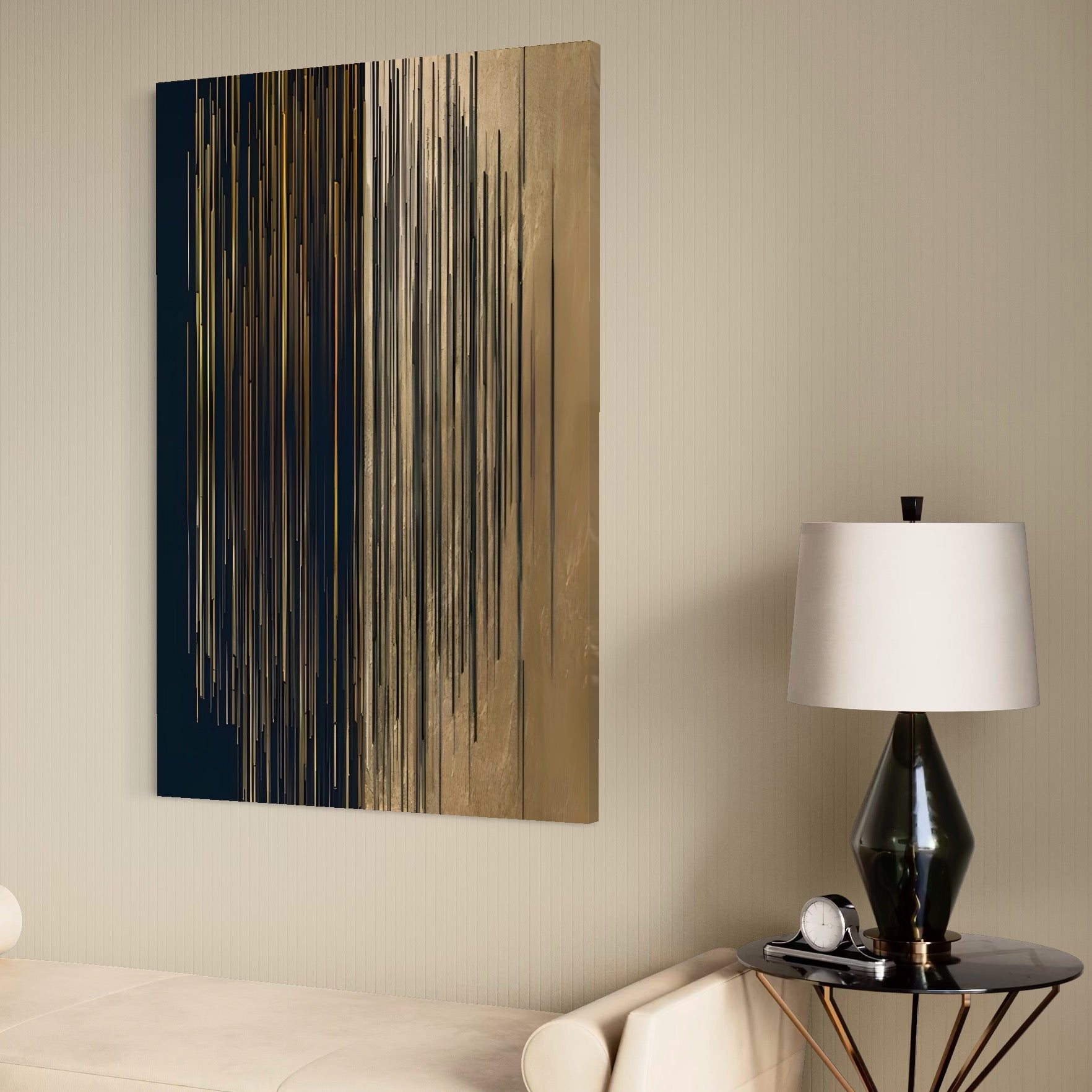 Tablou Canvas Premium LuxCanva® A1461, Armonie Liniara  , Living, Decorativ, Abstract, Auriu, Acord, Linii, Room, Culori Vibrante