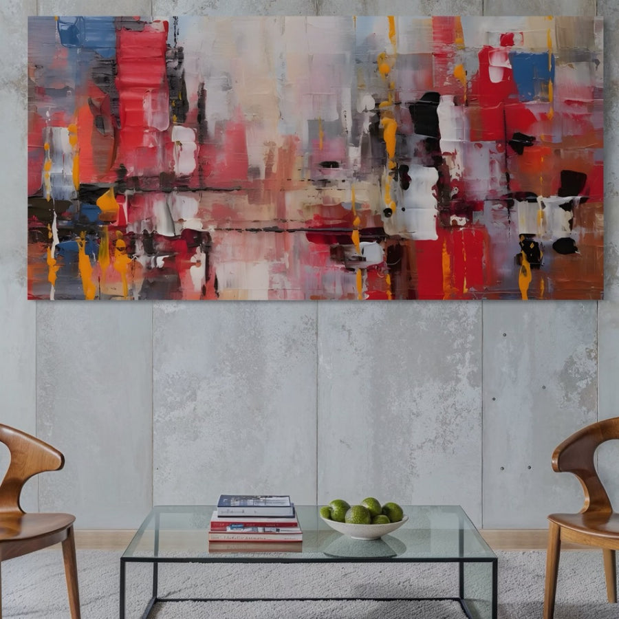 Tablou Canvas Premium LuxCanva® C1246, cu culori abstracte vibrante pictate pe pânză bumbac, aduce relaxare și stil în living-alegerea perfectă pentru cei ce doresc tablouri canvas de calitate premium de la LuxCanva®.