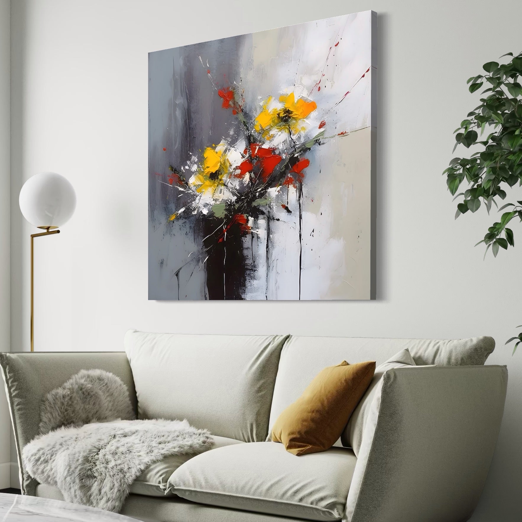 Tablou Canvas Premium LuxCanva® A1459, Armonia Florilor , Living, Decorativ, Abstract, Flori, Room, Culori Vibrante