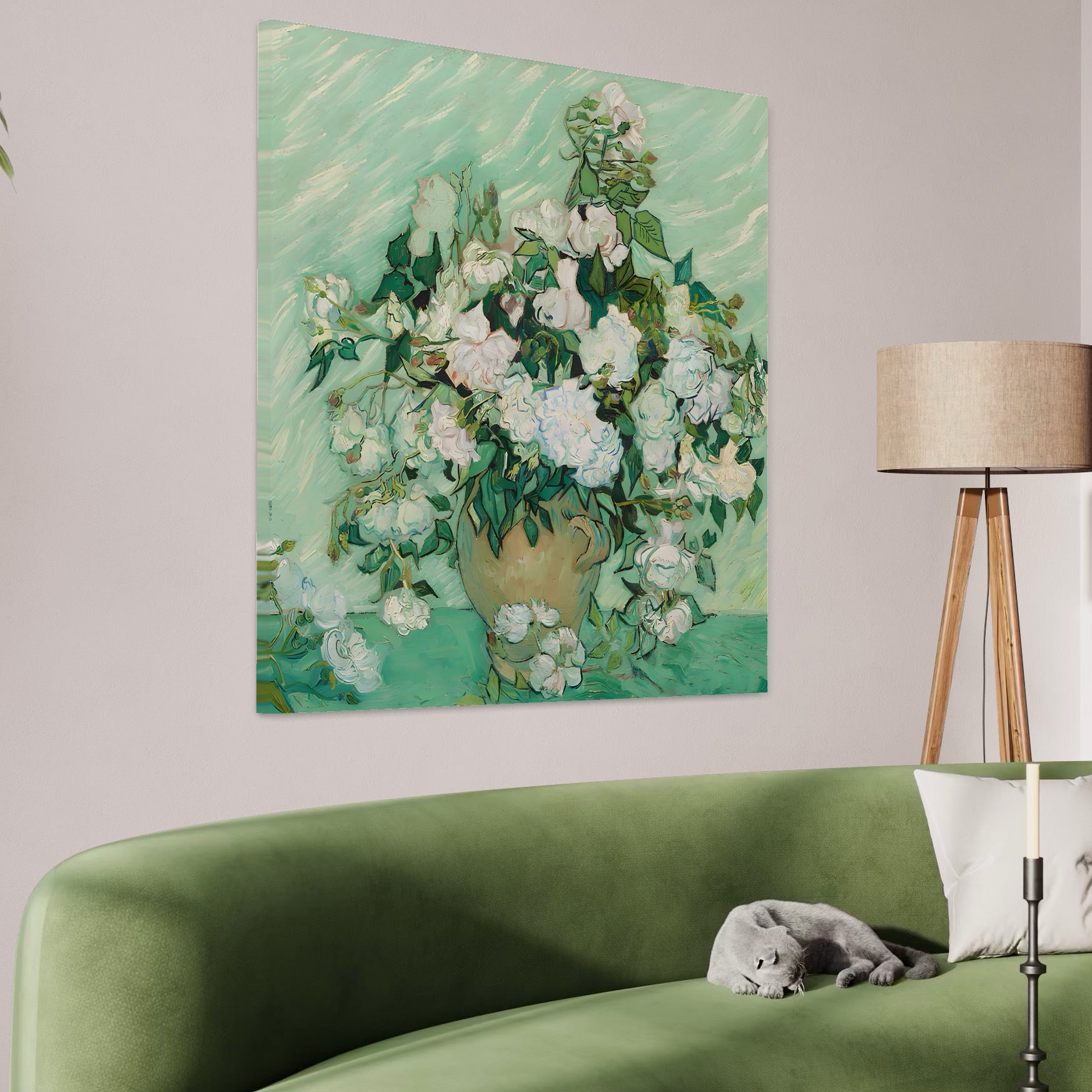 Tablou Canvas Premium LuxCanva® A1455, Trandafiri Albi , Living, Vaza, Flori, Planta, Decorativ, Alb, Culori Vibrante