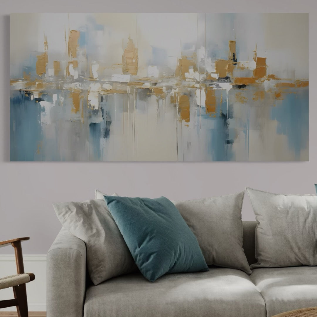 Tablou Canvas Premium LuxCanva® C1244 Abstract Paint Of Buildings , Relaxare, Living Room, Culori Vibrante