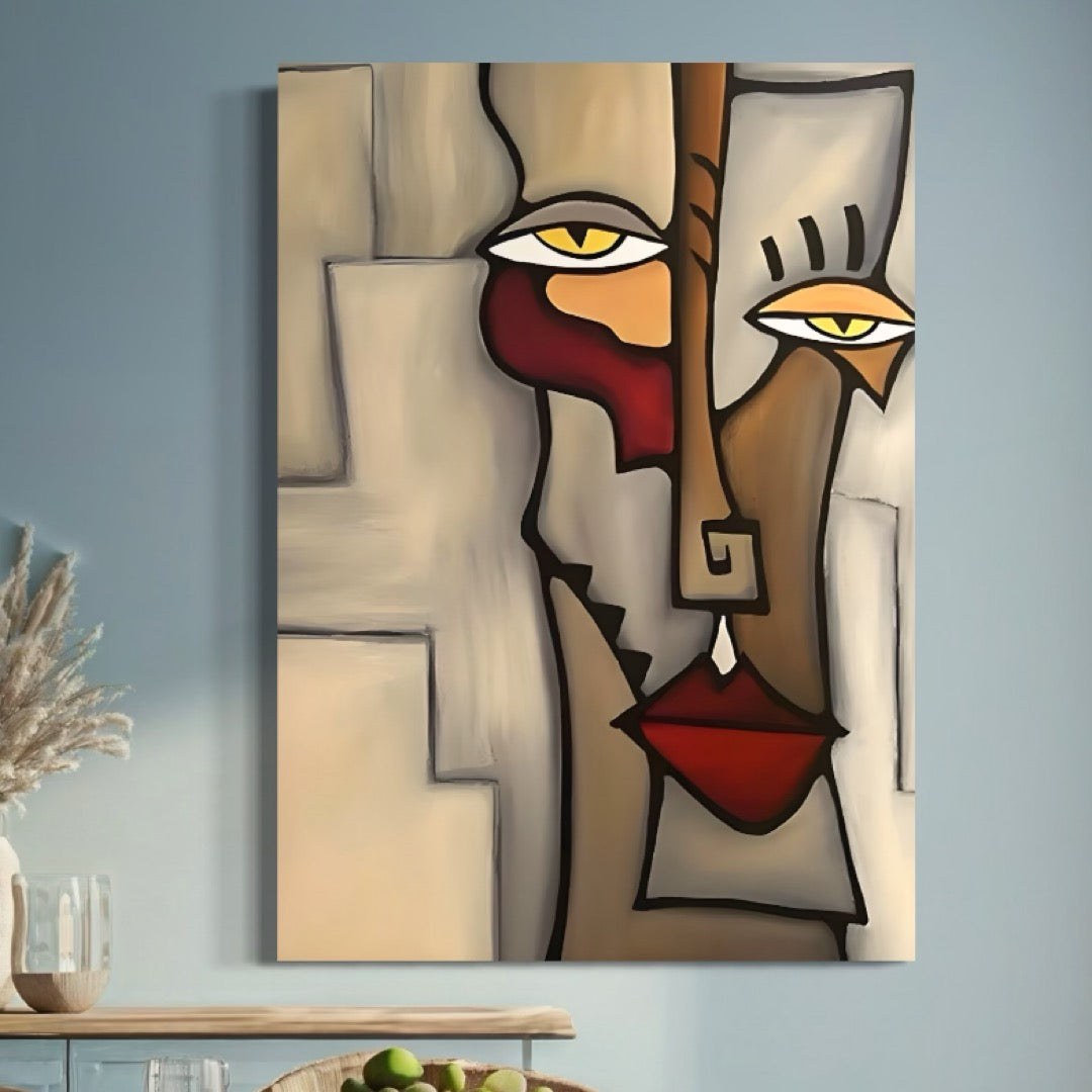 Tablou Canvas Premium LuxCanva® C1235, Portret Cubist Tom Fedro , Relaxare, Living Room, Culori Vibrante