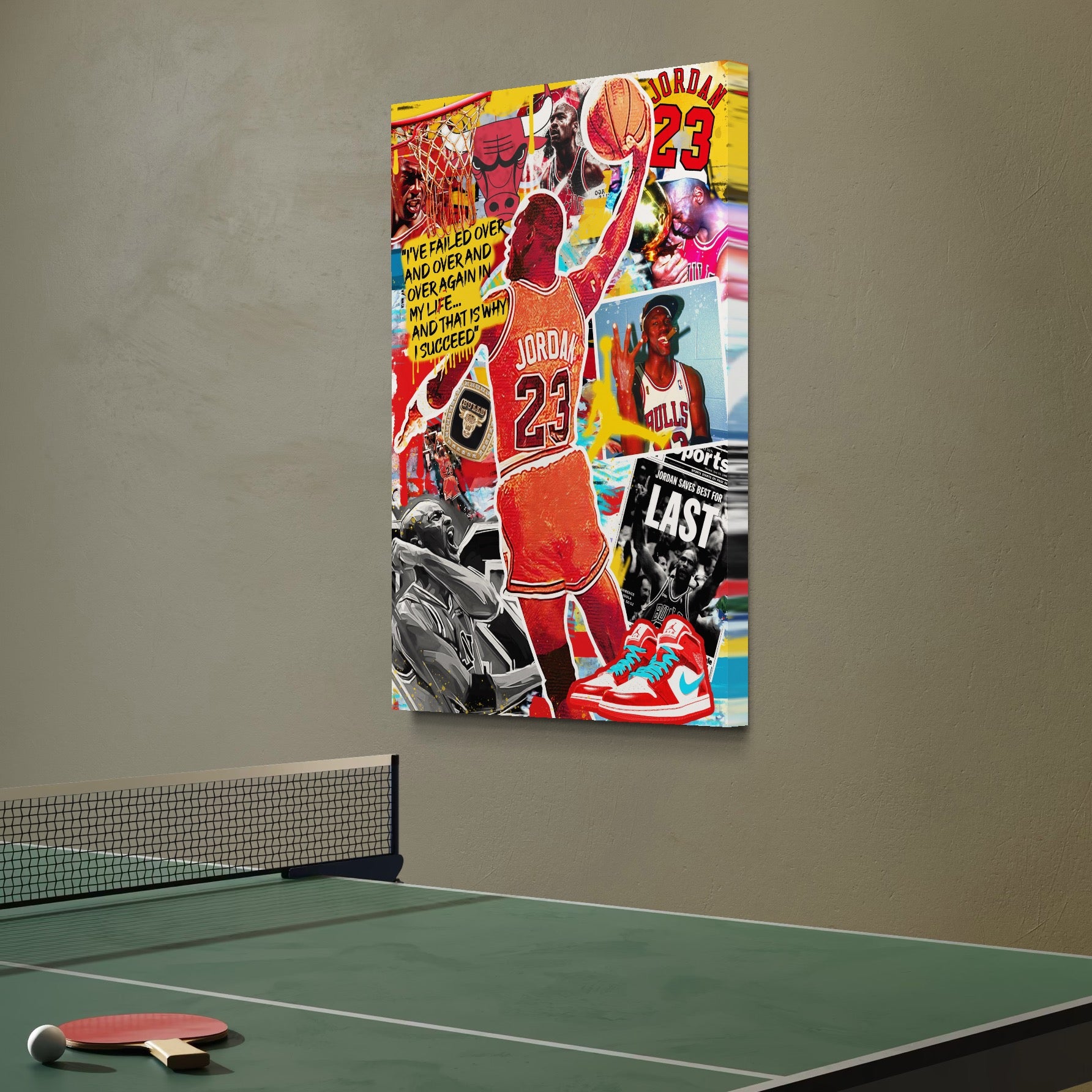 Tablou Canvas Premium, LuxCanva® B1006, Michael Jordan, Baschet, Motivational, Sportivi, Slam Dunk, Culori Vibrante