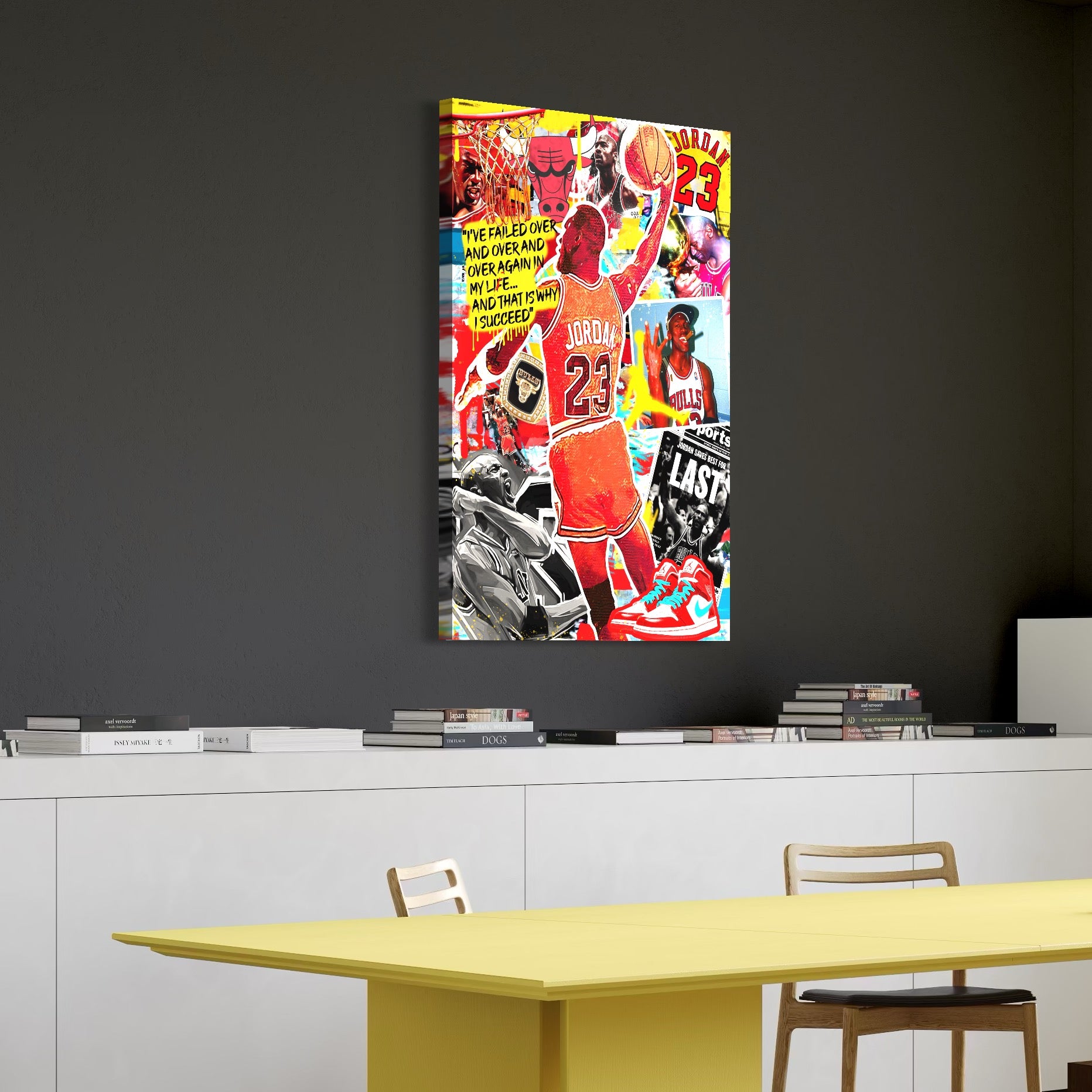 Tablou Canvas Premium, LuxCanva® B1006, Michael Jordan, Baschet, Motivational, Sportivi, Slam Dunk, Culori Vibrante