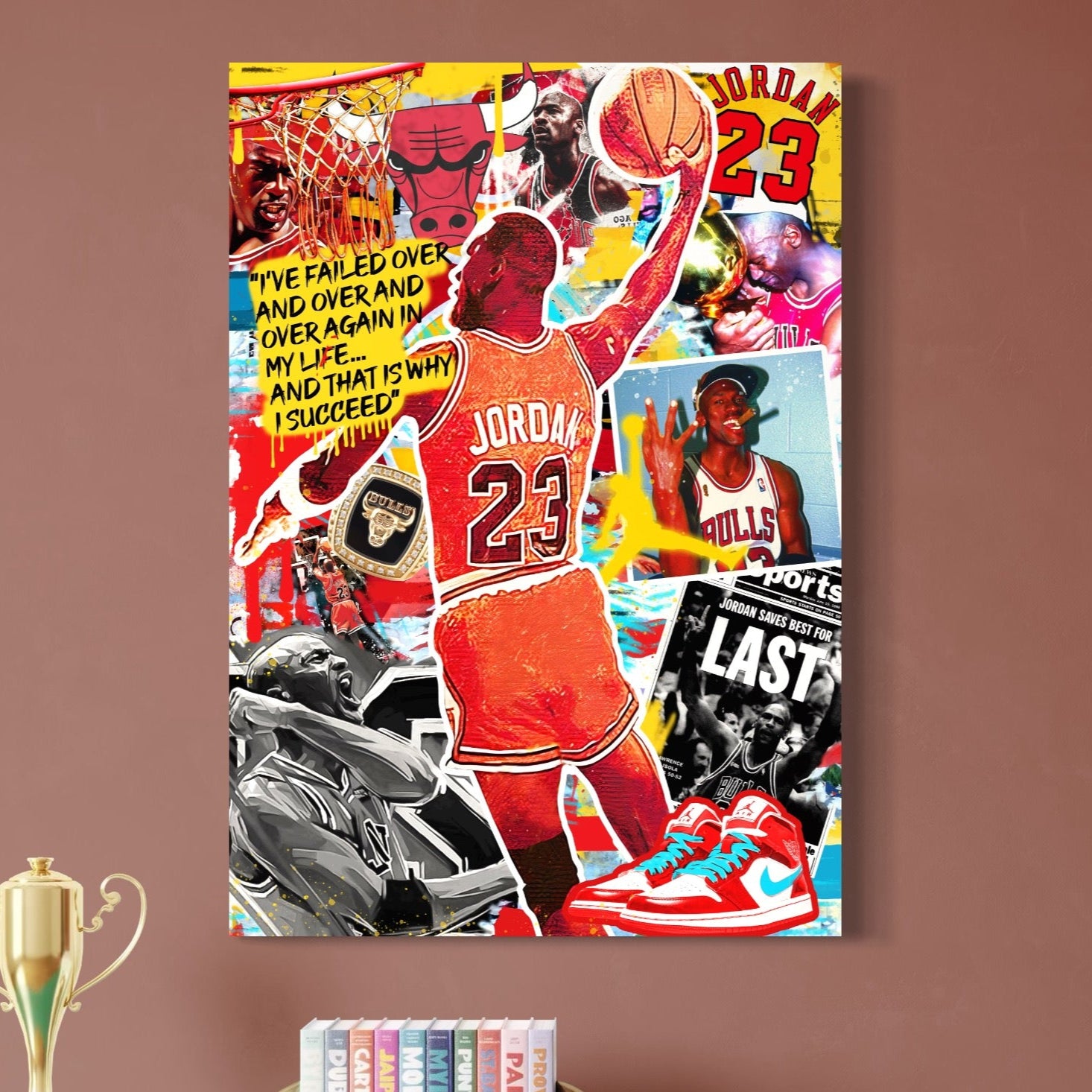 Tablou Canvas Premium, LuxCanva® B1006, Michael Jordan, Baschet, Motivational, Sportivi, Slam Dunk, Culori Vibrante