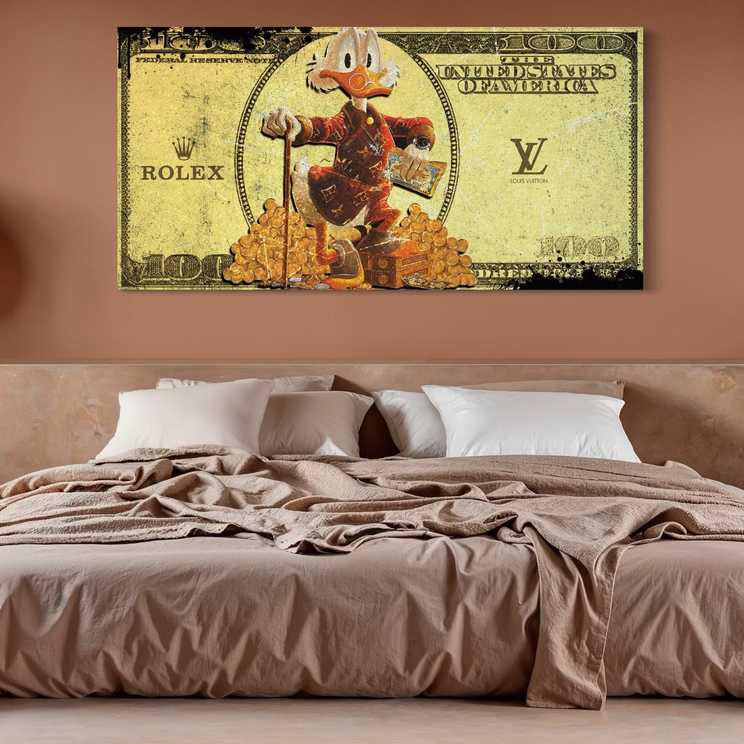 Tablou Canvas Premium, LuxCanva® B1022 Rolex Donald Duck, Desene Animate, Rolex, Disney, Louis Vuitton, Culori Vibrante