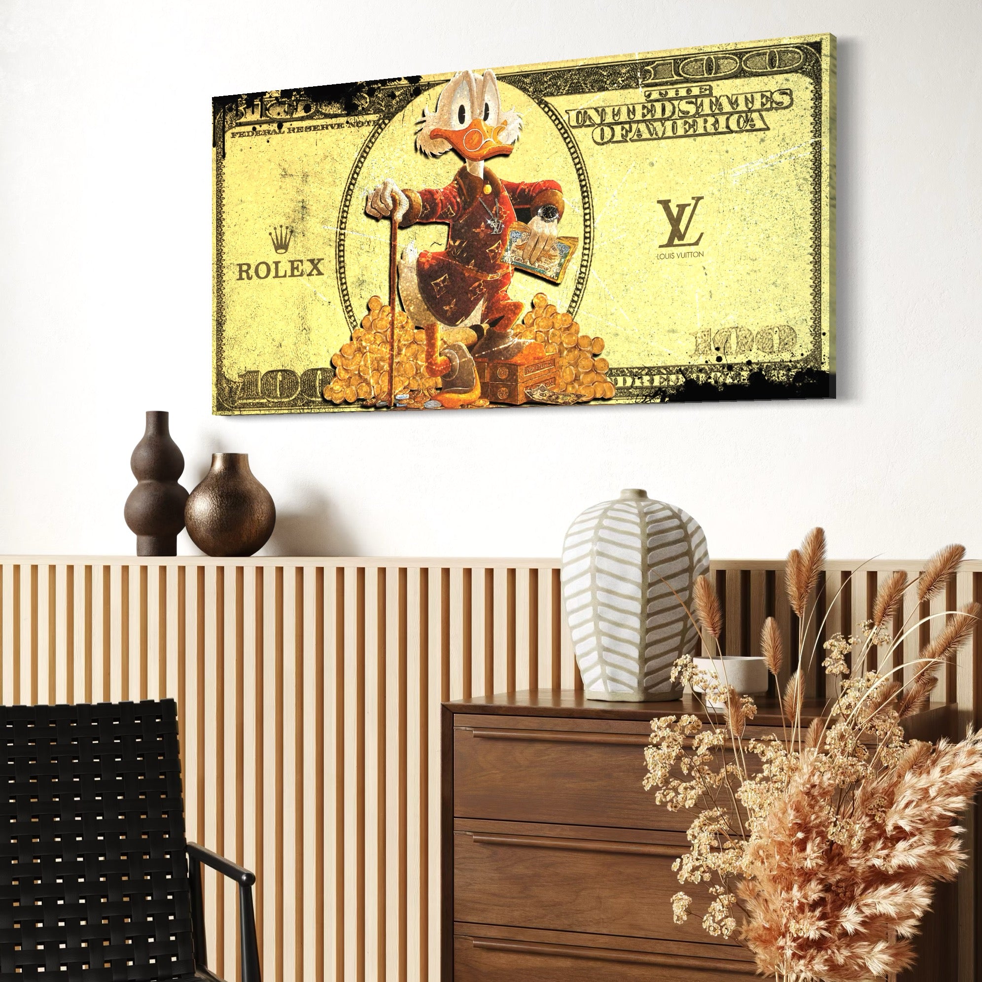 Tablou Canvas Premium, LuxCanva® B1022 Rolex Donald Duck, Desene Animate, Rolex, Disney, Louis Vuitton, Culori Vibrante