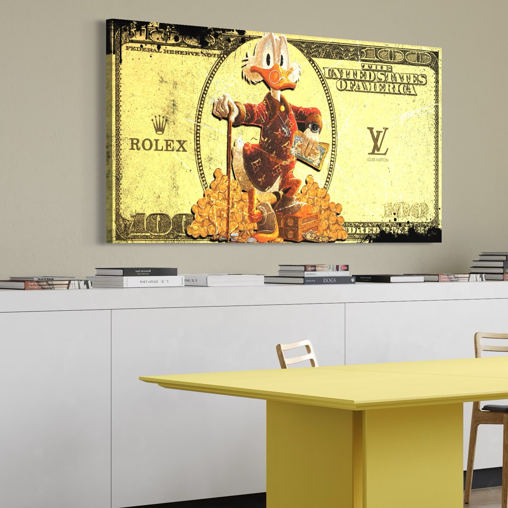 Tablou Canvas Premium, LuxCanva® B1022 Rolex Donald Duck, Desene Animate, Rolex, Disney, Louis Vuitton, Culori Vibrante