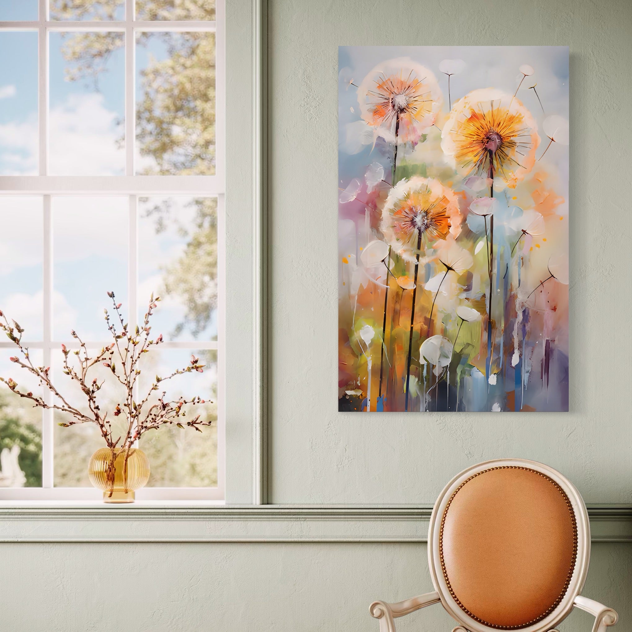 Tablou Canvas Premium LuxCanva® A1479, Averse Florale , Living, Papadie, Petale, Zbor, Room, Culori Vibrante