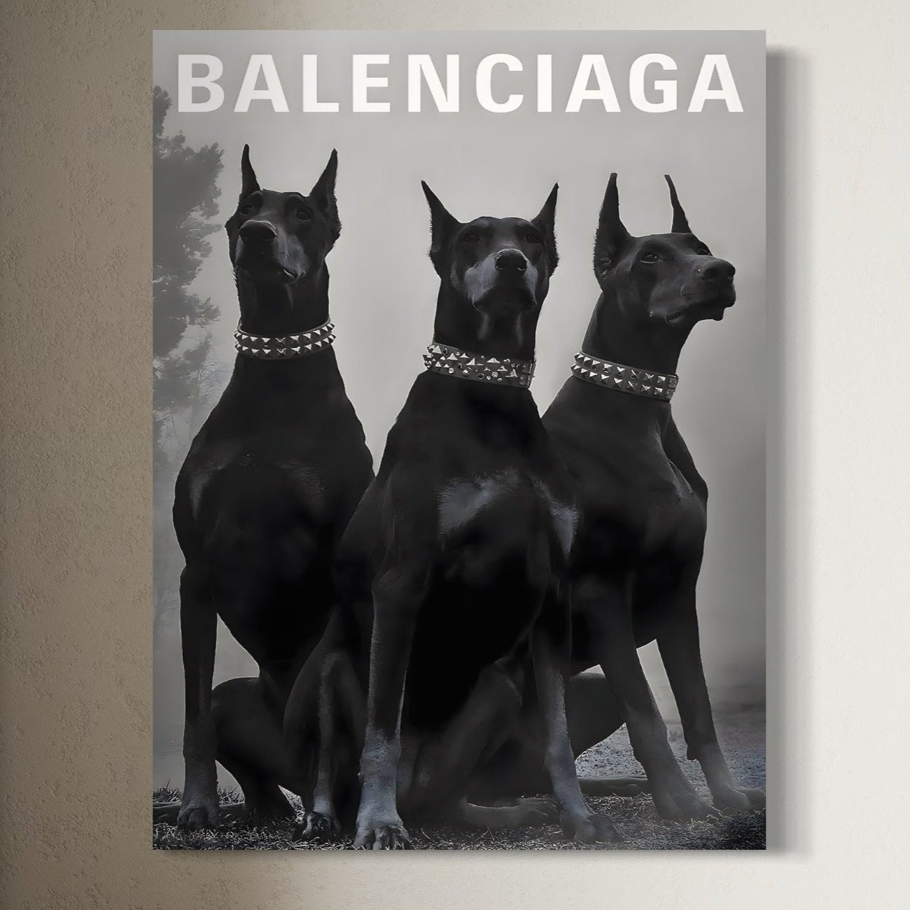 Tablou Canvas Premium, LuxCanva® B1058, Balenciaga Doberman, Decorativ, Birou, Lux, Brand, Salon, Caini, Alb si Negru