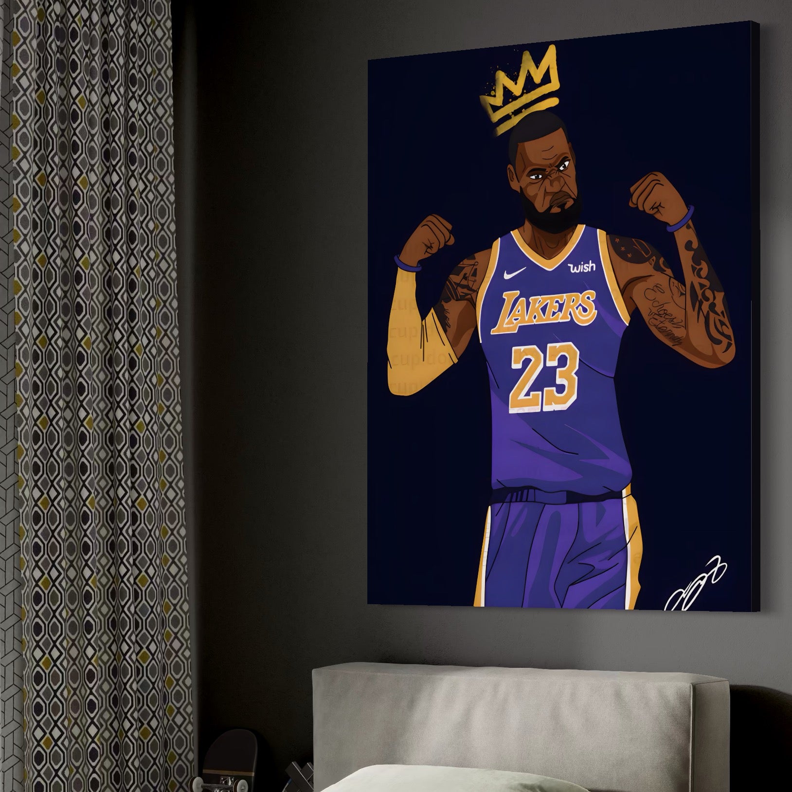 Tablou Canvas Premium LuxCanva® A1481, Lakers 23 , Living, NBA, Baschet, Sport, Vedeta, Room, Culori Vibrante