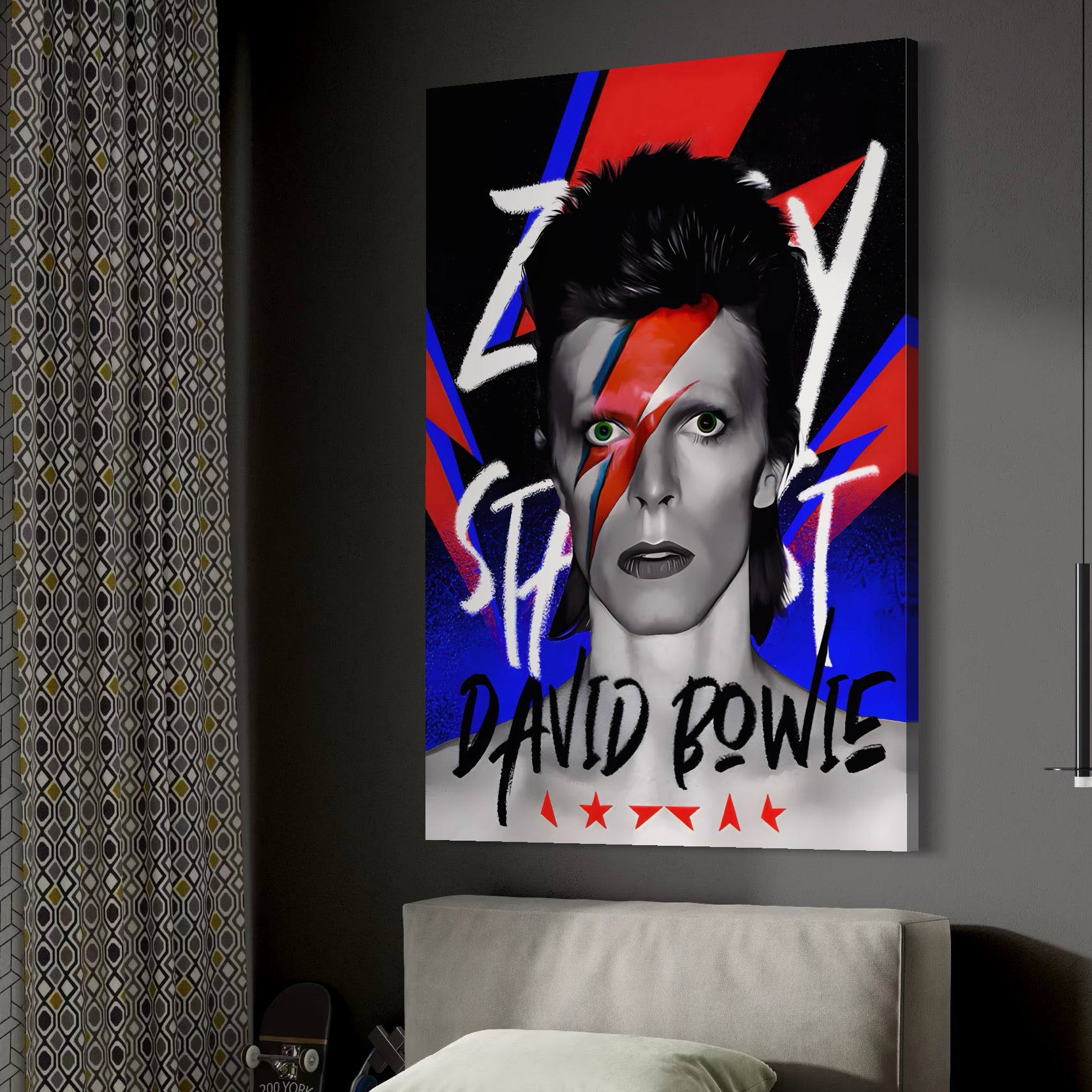 Tablou Canvas Premium LuxCanva® A1477, David Bowie , Dormitor, Cantaret, Compozitor, Artist, Muzica, Room, Culori Vibrante