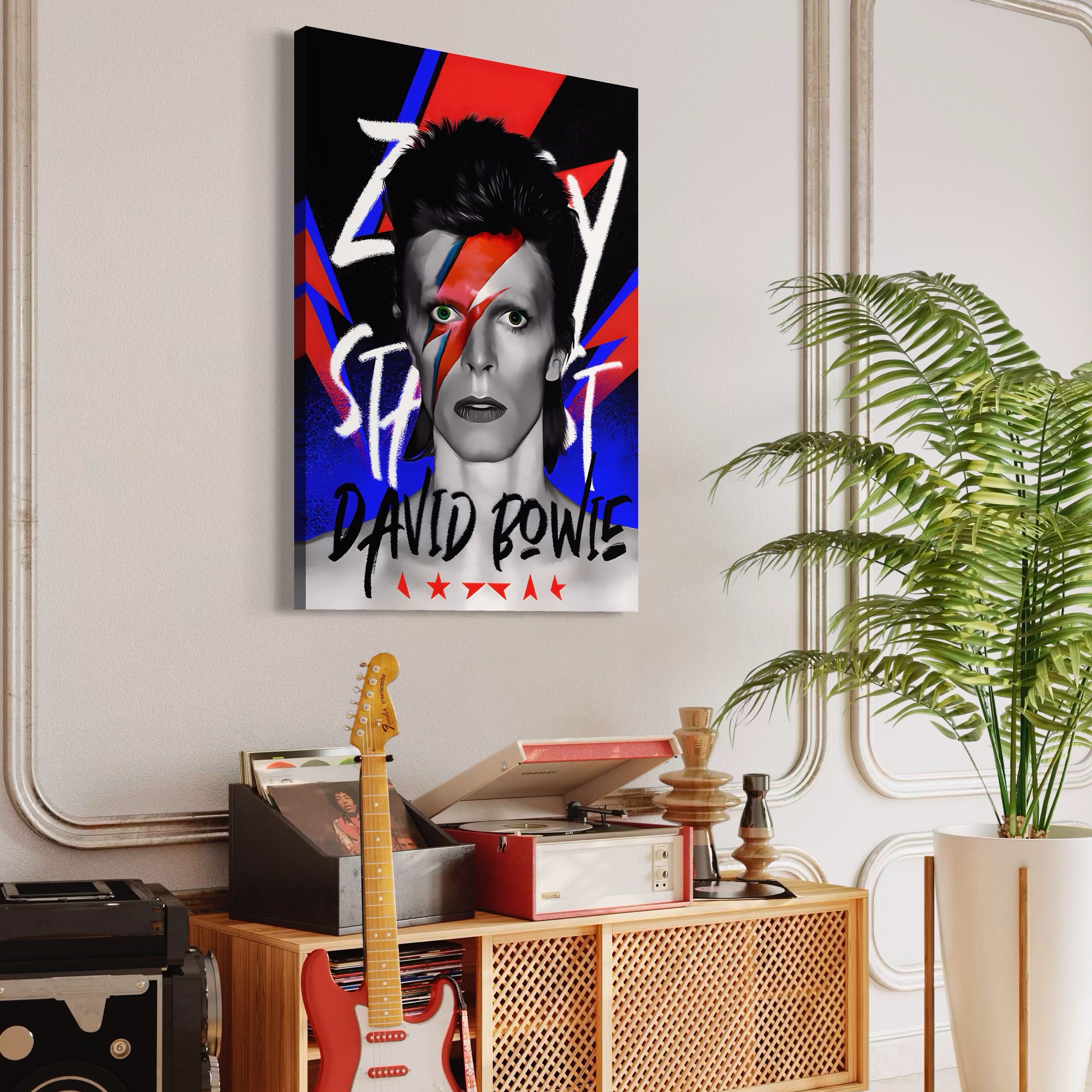 Tablou Canvas Premium LuxCanva® A1477, David Bowie , Dormitor, Cantaret, Compozitor, Artist, Muzica, Room, Culori Vibrante
