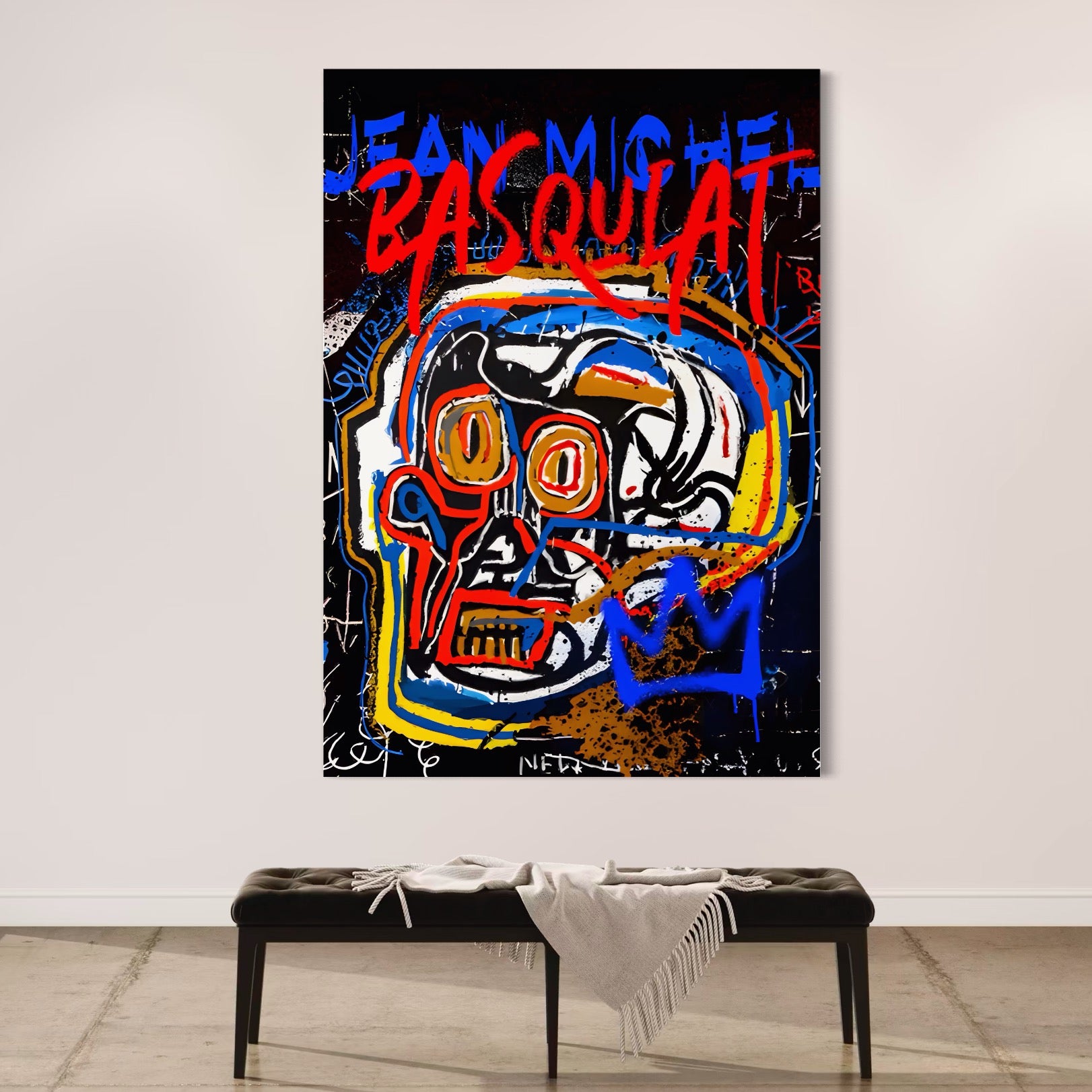 Tablou Canvas Premium LuxCanva® A1483, Graffiti Basquiat , Living, SAMO, Artist Plastic, Jean Michel, Dormitor, Culori Vibrante