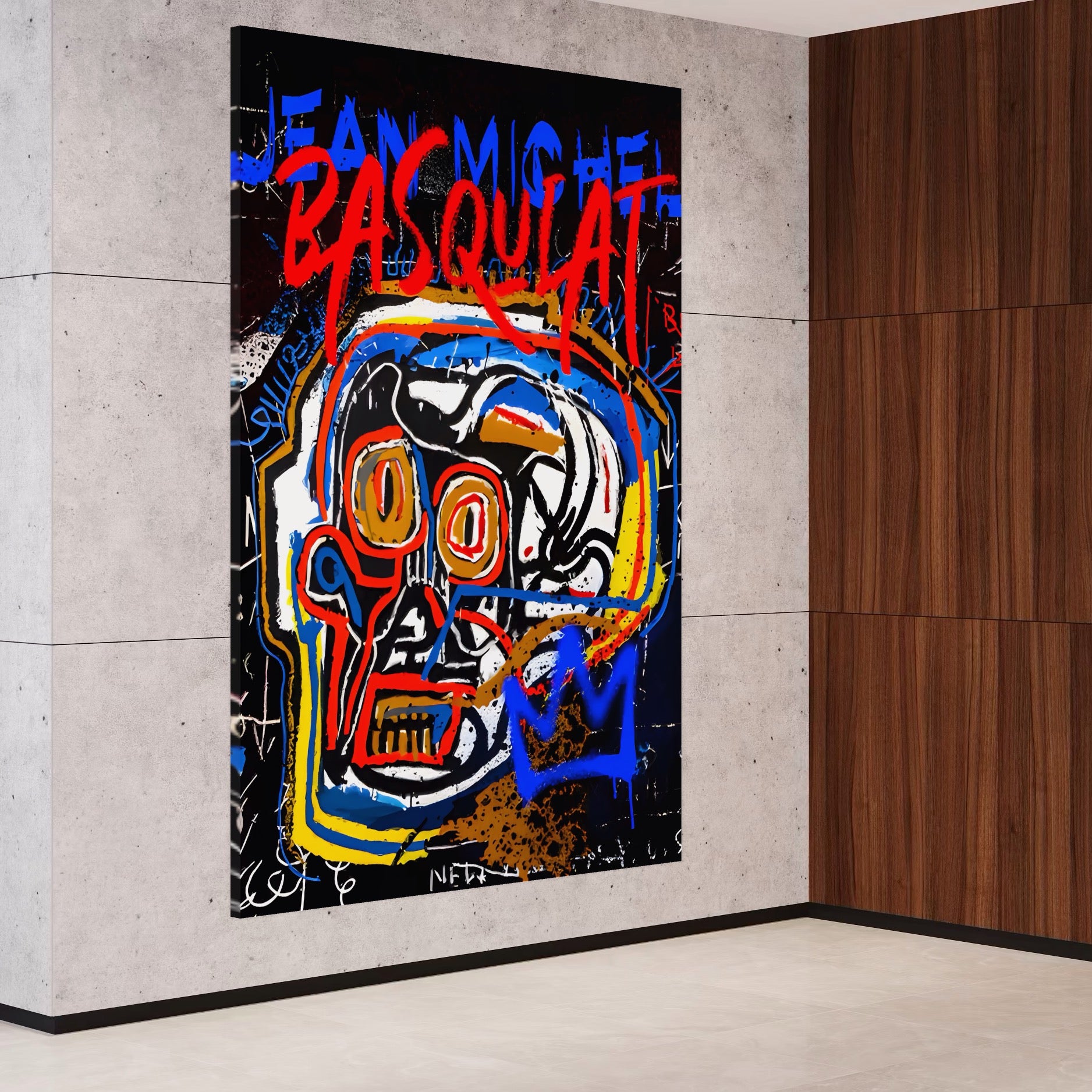 Tablou Canvas Premium LuxCanva® A1483, Graffiti Basquiat , Living, SAMO, Artist Plastic, Jean Michel, Dormitor, Culori Vibrante
