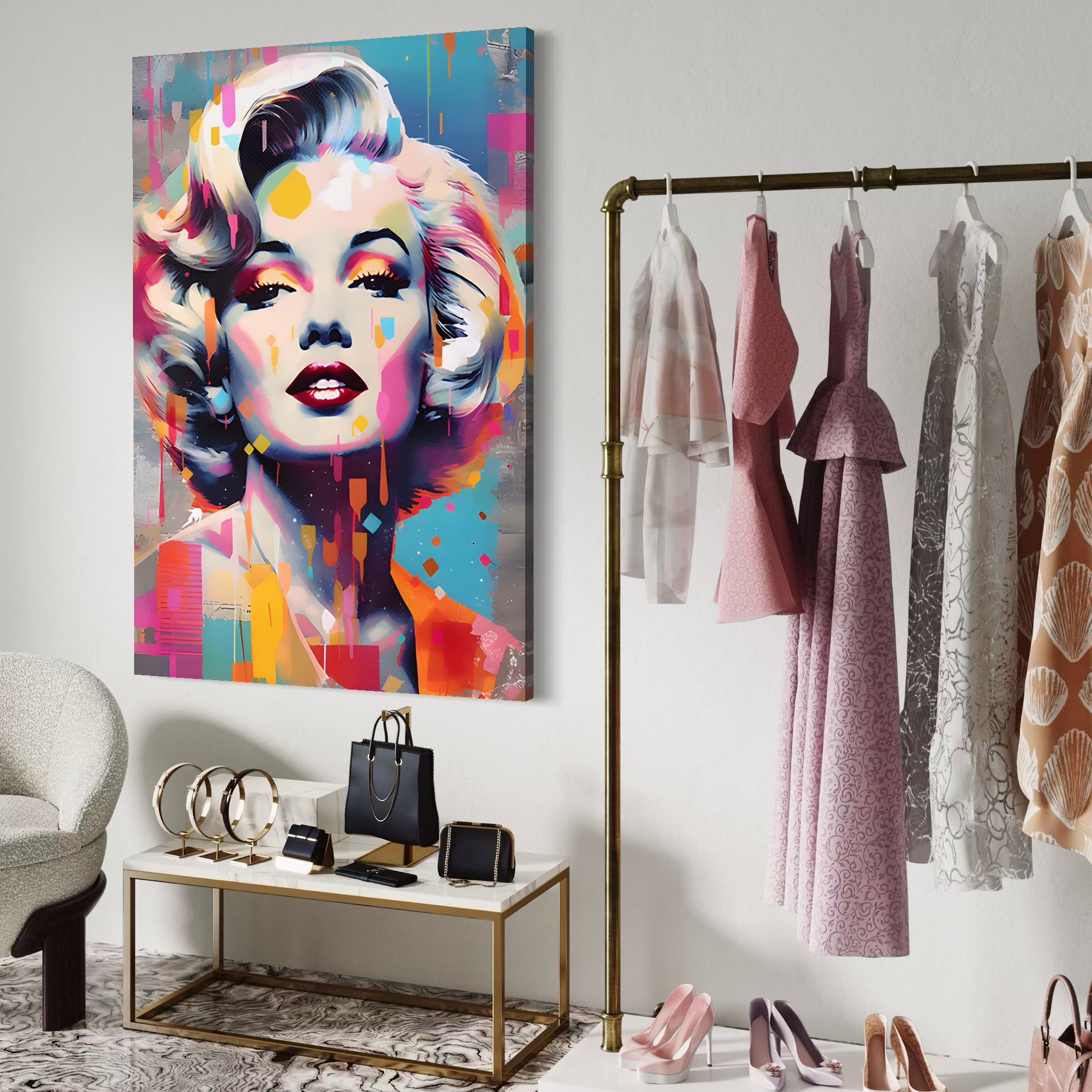 Tablou Canvas Premium LuxCanva® A1484, Lady Marilyn Monroe , Living, Vedeta, Frumusete, Model, Actrita, Dormitor, Culori Vibrante