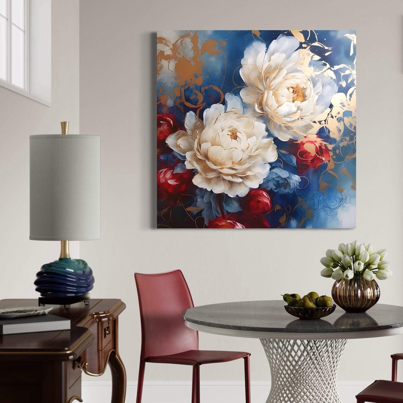 Tablou Canvas Premium LuxCanva® A1478, Sugestie De Primavara , Living, Flori. Bujor, Natura, Colorat, Room, Culori Vibrante