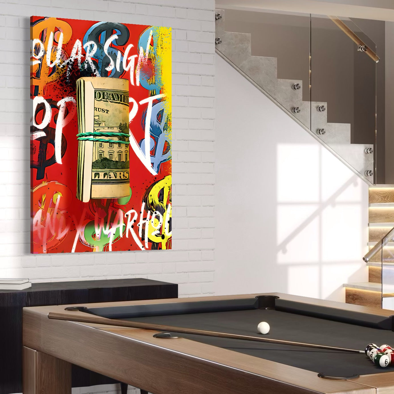 Tablou Canvas Premium LuxCanva® A1489, Graffiti Dollar , Room, Bani, Cash, Culori, Dormitor, Culori Vibrante